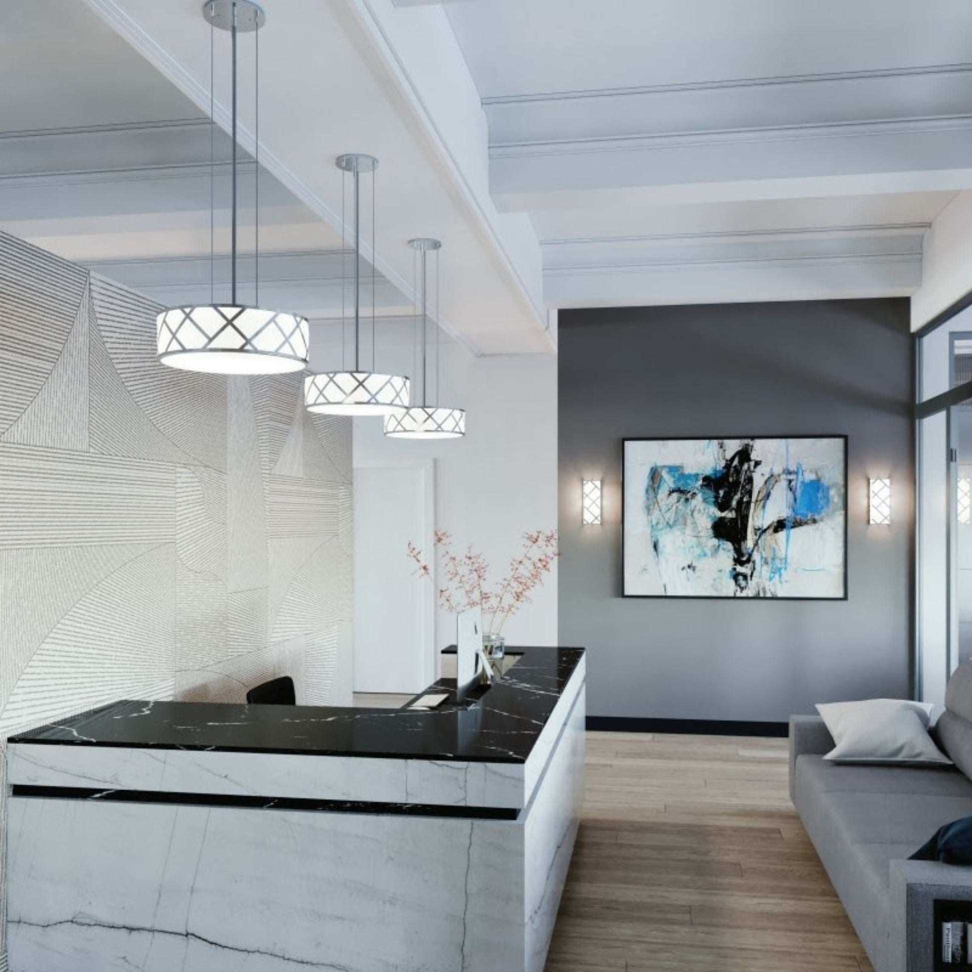 Haven 17" LED Pendant, Satin Nickel Finish - Bees Lighting