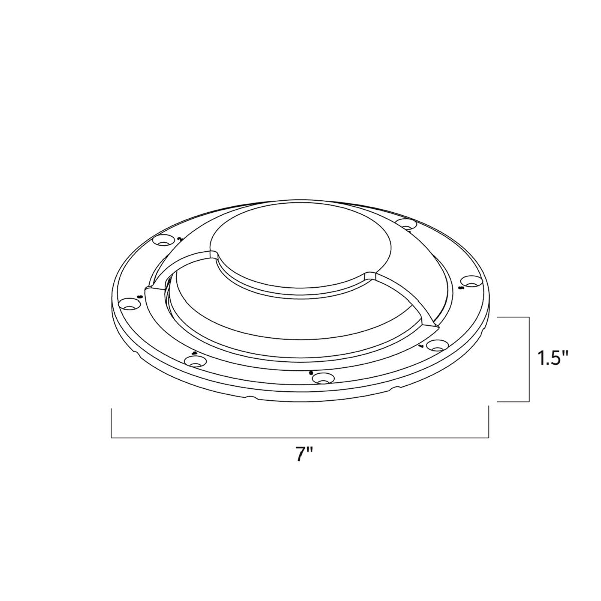 Brass round lighting accessory mounting plate, 7 in diameter, 1.5 in height