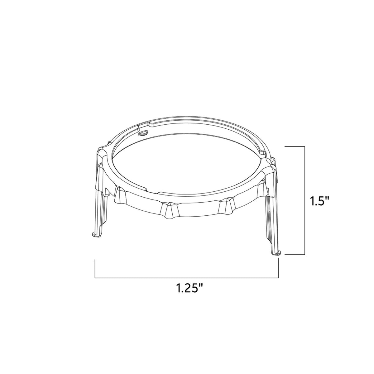 Black lighting fixture mounting bracket ring, 1.25 in diameter, 1.5 in height