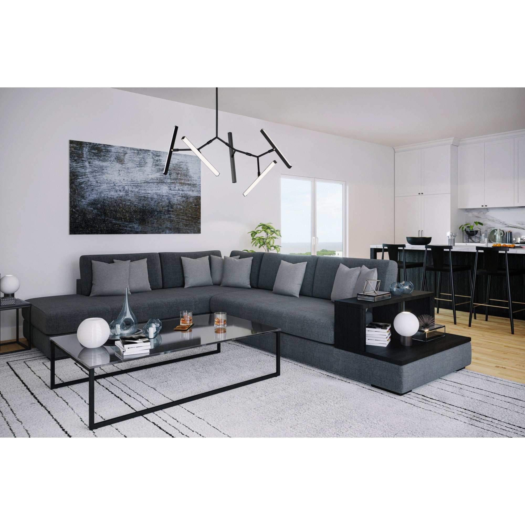 Robotica 37" 5-Light LED Pendant, Black Finish - Bees Lighting