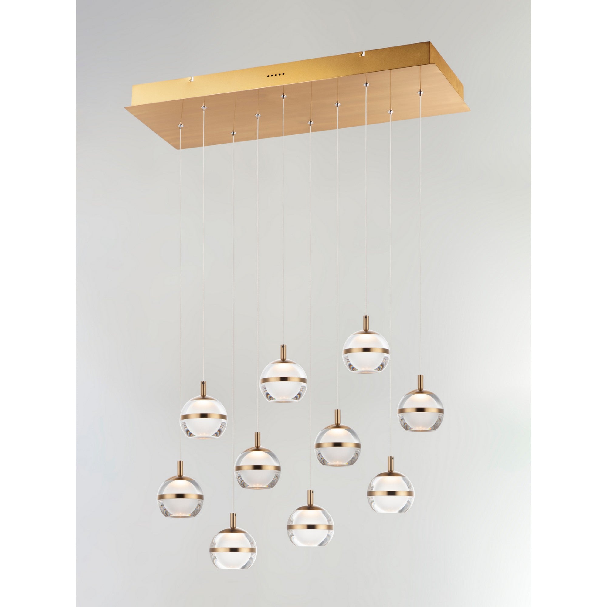 Swank 31" 10-Light LED Linear Pendant, Natural Aged Brass Finish - Bees Lighting