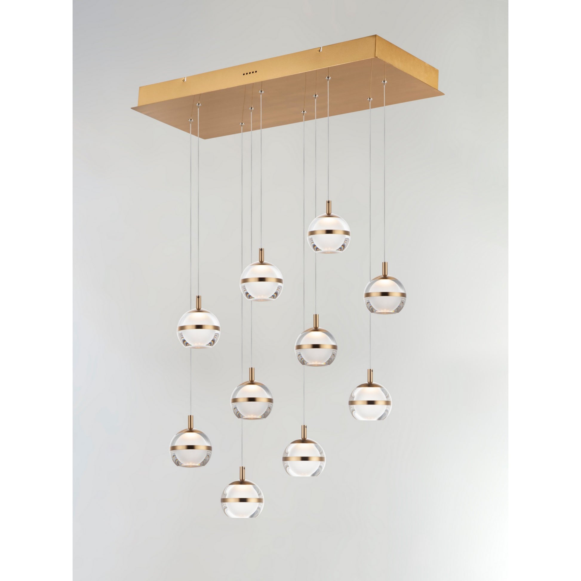 Swank 31" 10-Light LED Linear Pendant, Natural Aged Brass Finish - Bees Lighting