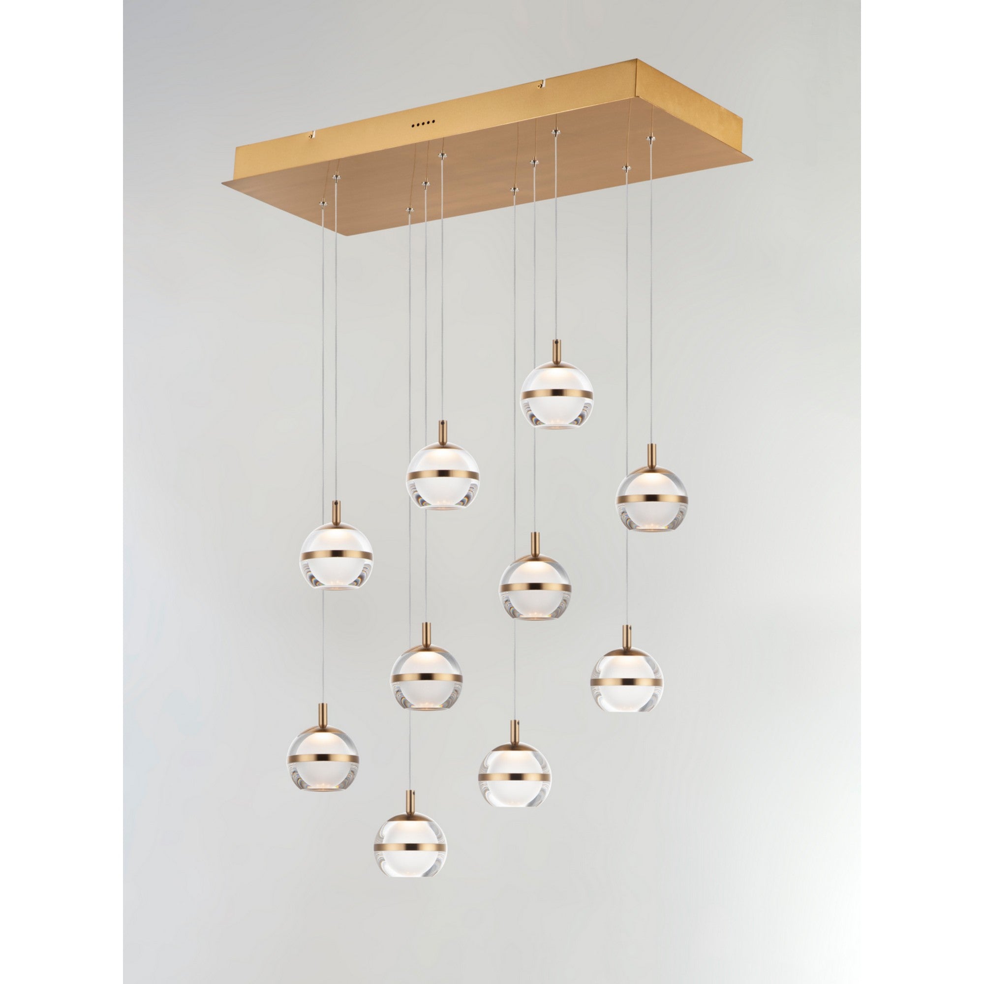 Swank 31" 10-Light LED Linear Pendant, Natural Aged Brass Finish - Bees Lighting