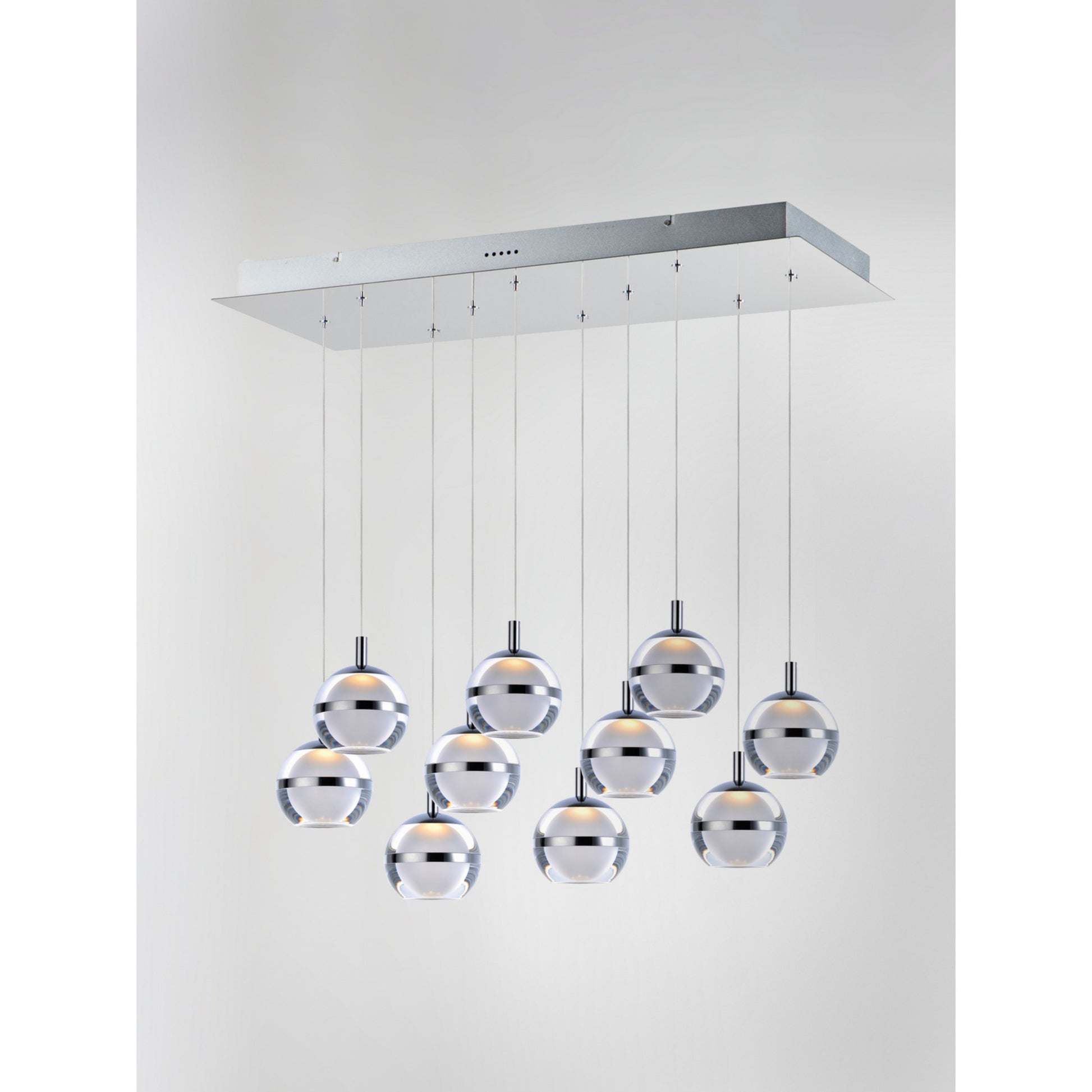 Swank 31" 10-Light LED Linear Pendant, Polished Chrome Finish - Bees Lighting