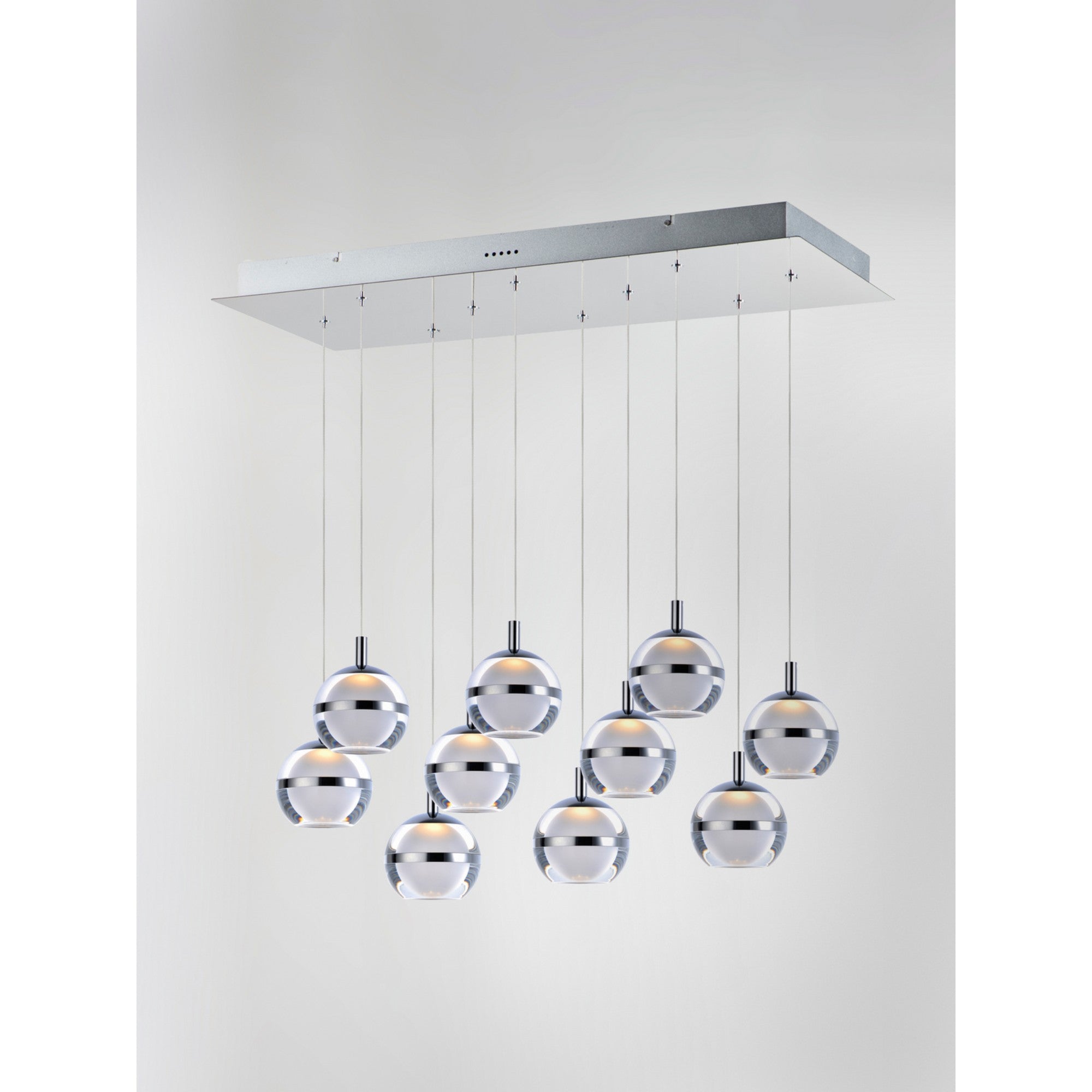 Swank 31" 10-Light LED Linear Pendant, Polished Chrome Finish - Bees Lighting