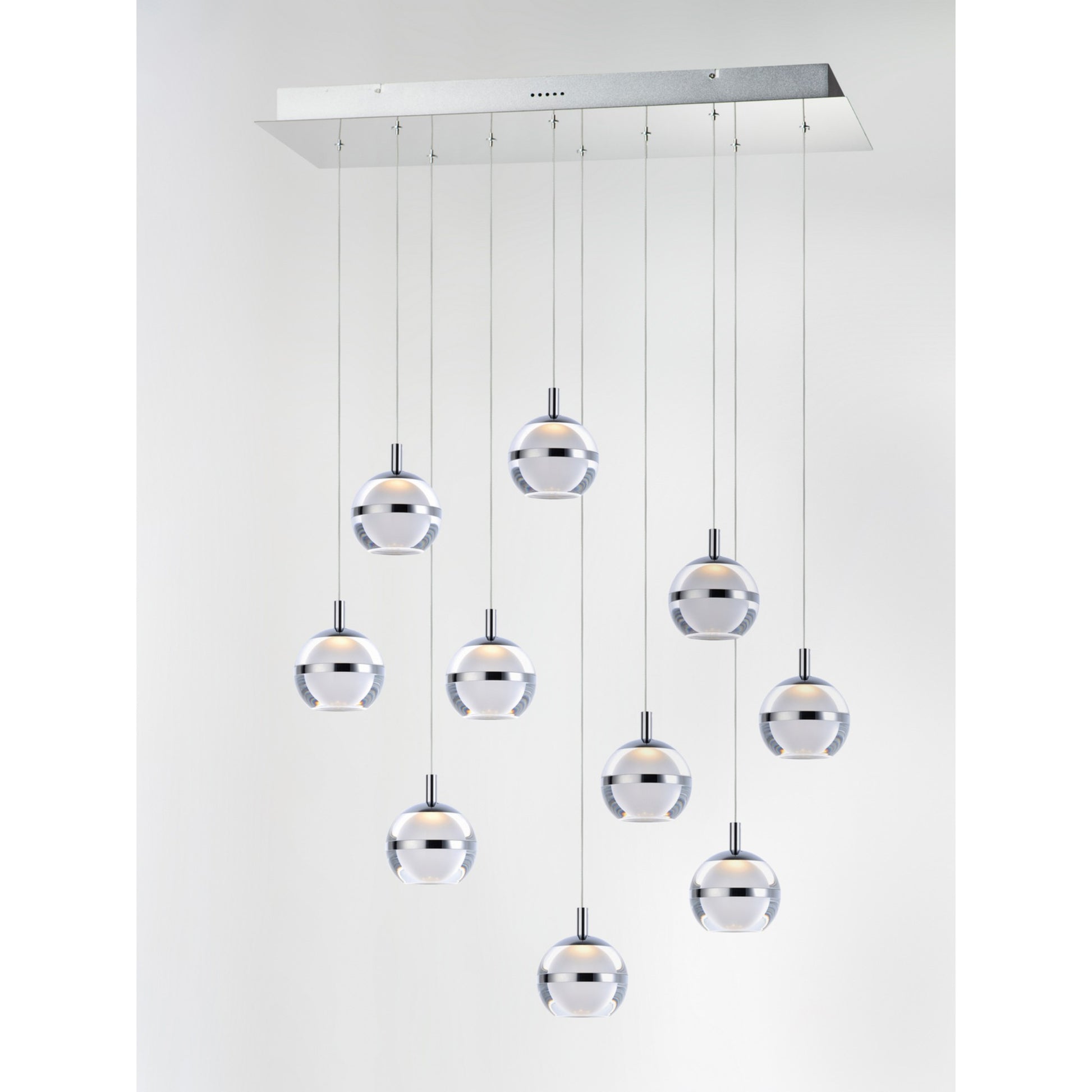 Swank 31" 10-Light LED Linear Pendant, Polished Chrome Finish - Bees Lighting