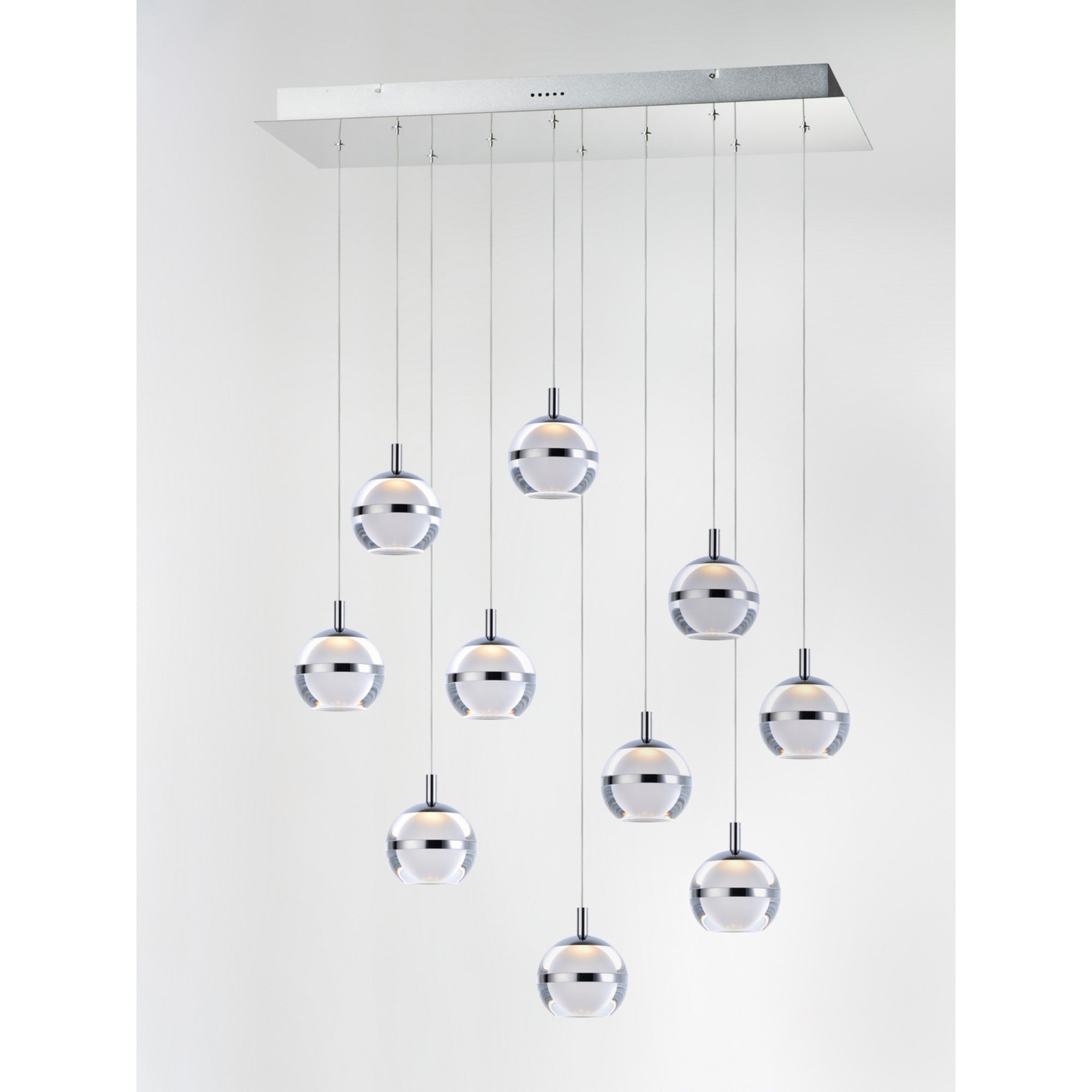 Swank 31" 10-Light LED Linear Pendant, Polished Chrome Finish - Bees Lighting
