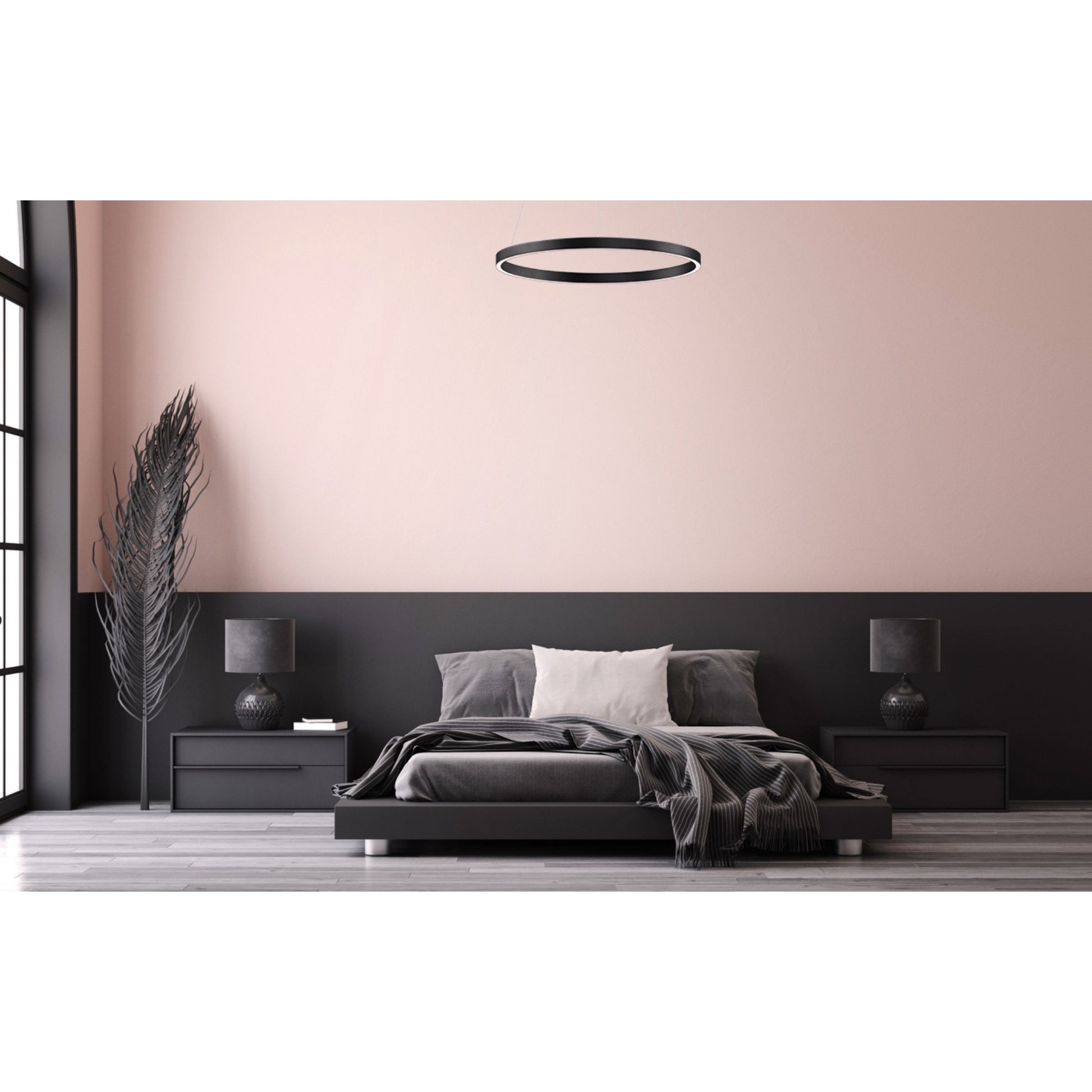 Groove WiZ 24" LED Pendant, Black Finish - Bees Lighting