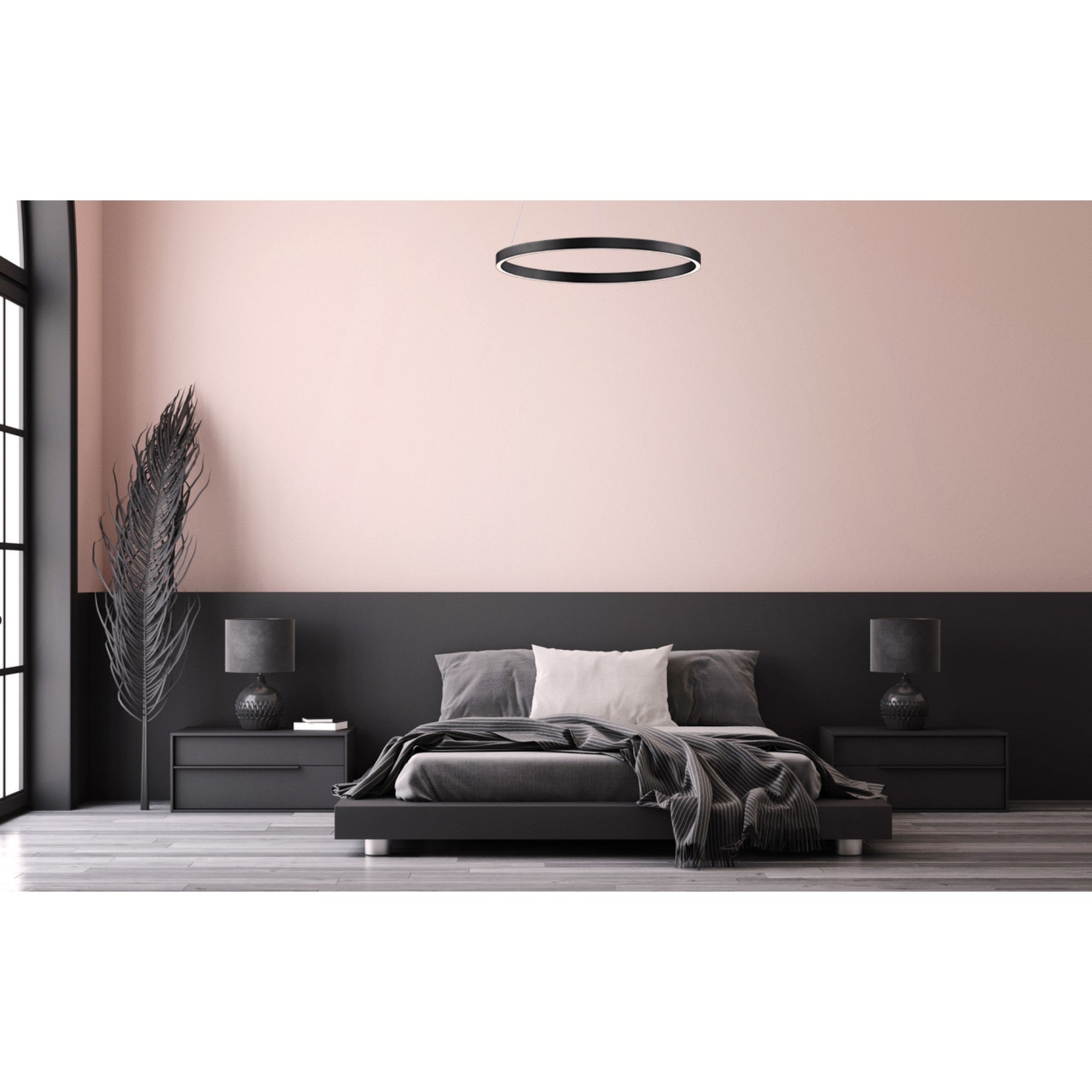 Groove WiZ 24" LED Pendant, Black Finish - Bees Lighting