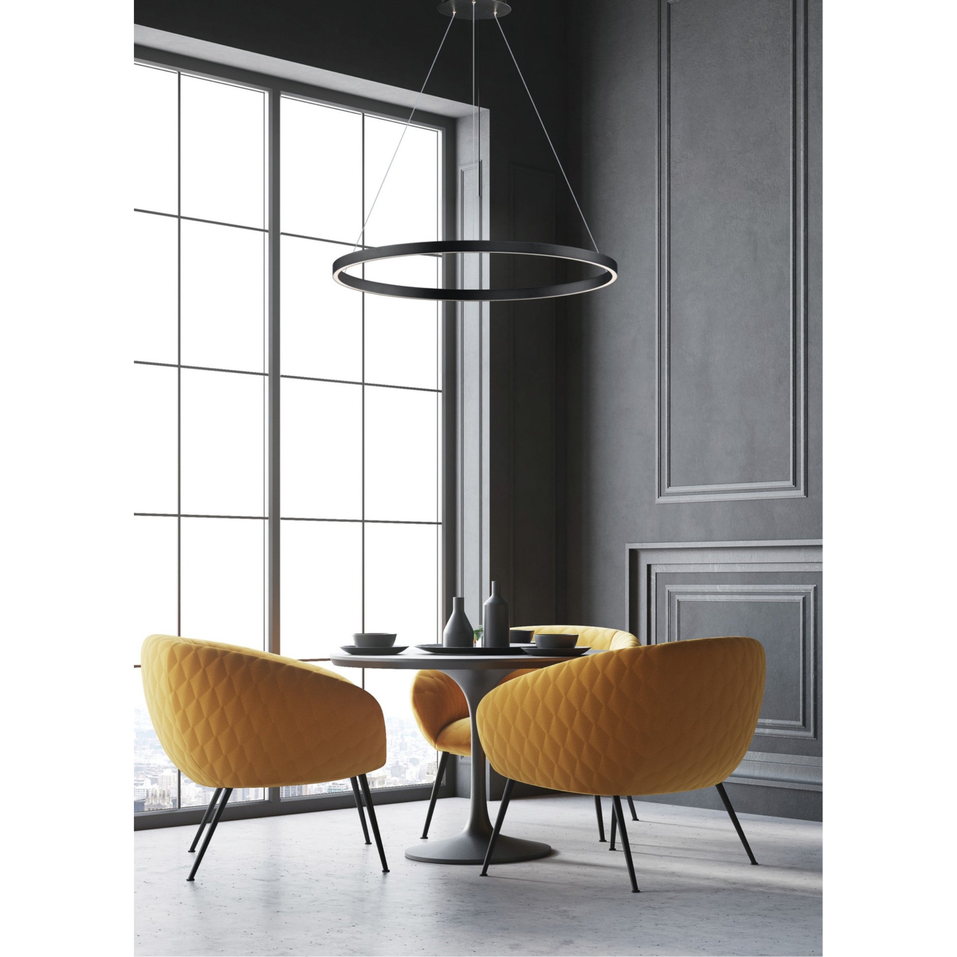 Groove WiZ 32" LED Pendant, Black Finish - Bees Lighting