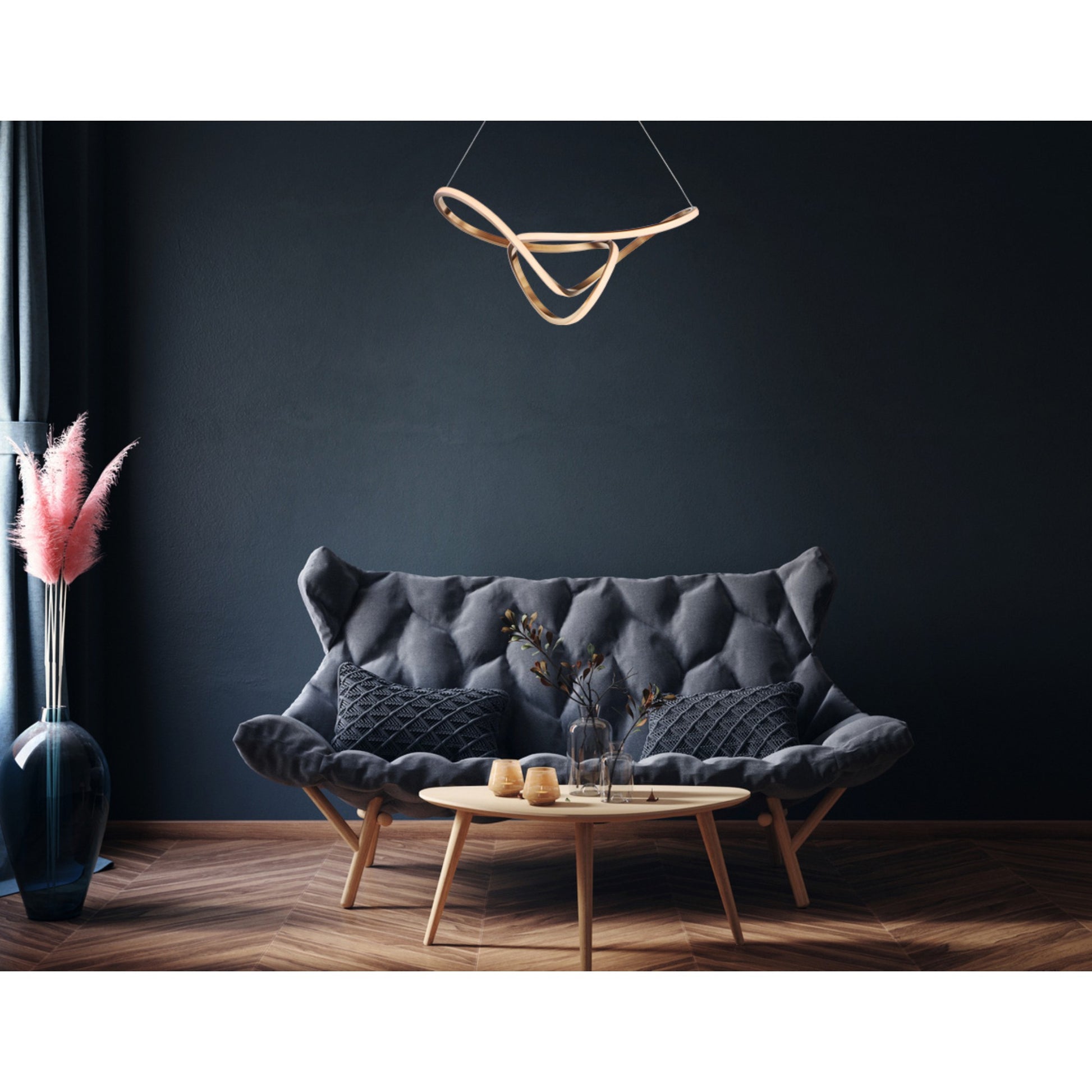 Perpetual 32" LED Pendant, Brushed Champagne Finish - Bees Lighting