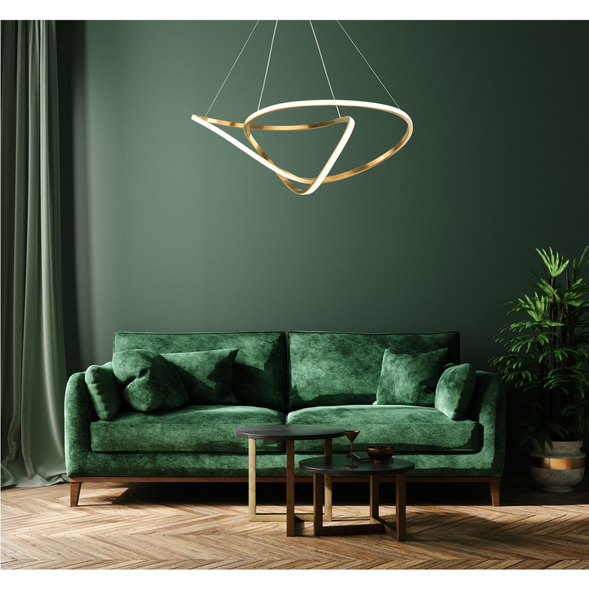 Perpetual 43" LED Pendant, Brushed Champagne Finish - Bees Lighting