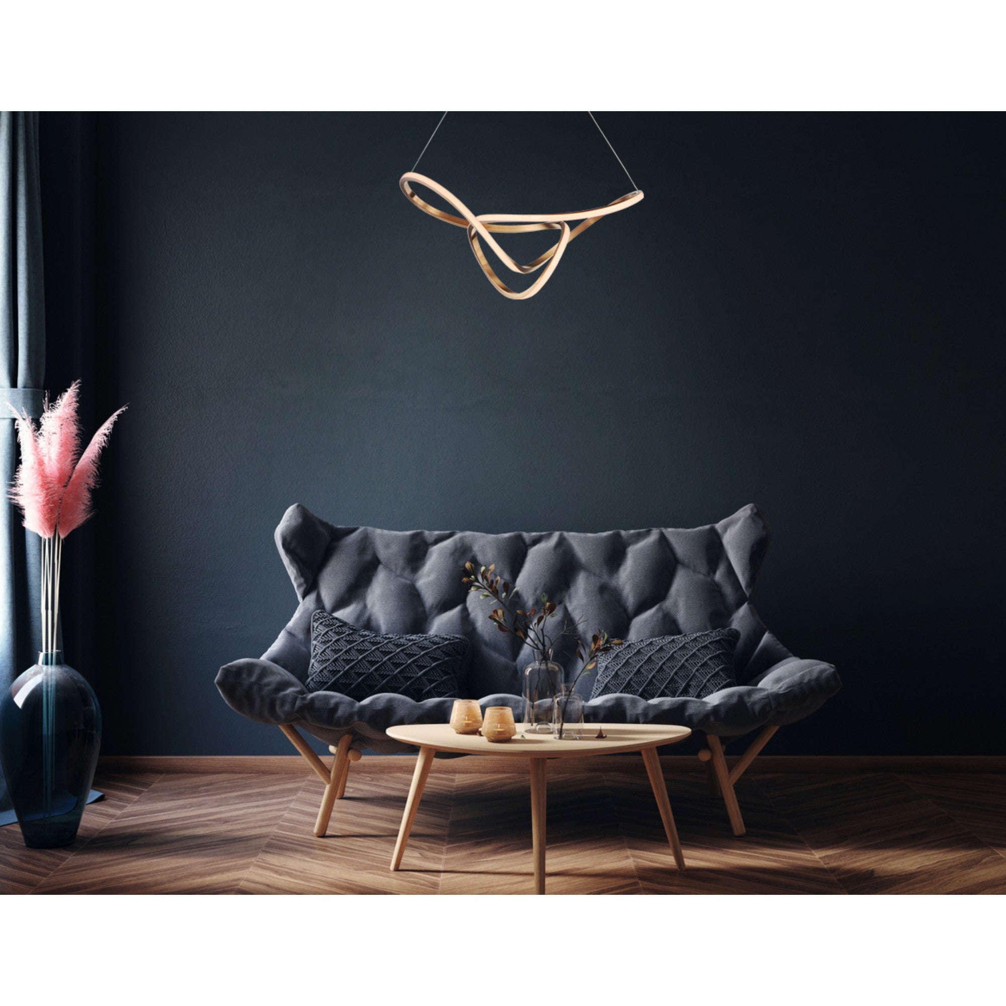 Perpetual 43" LED Pendant, Brushed Champagne Finish - Bees Lighting