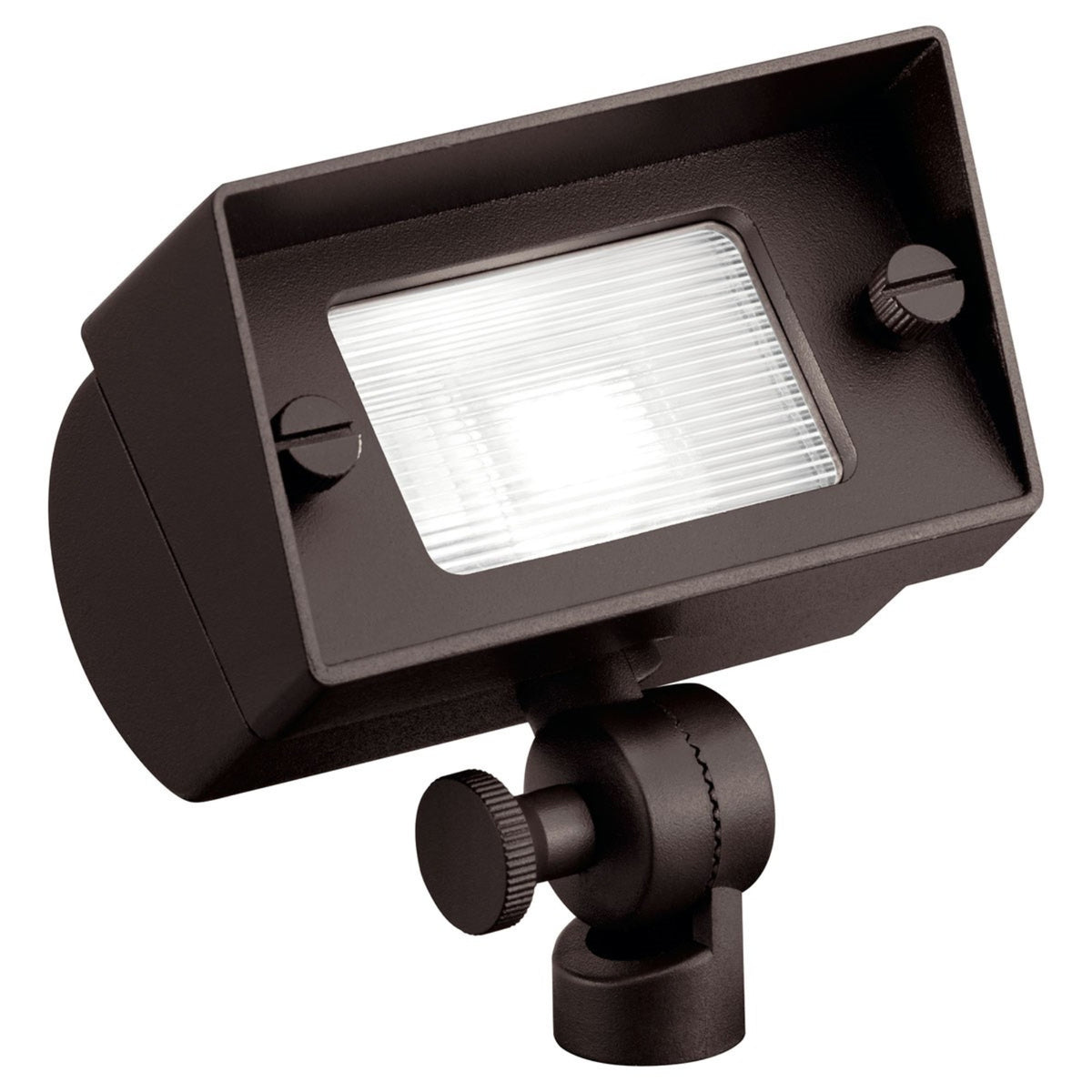 Textured bronze wall wash light fixture with ribbed rectangular diffuser and swivel mount