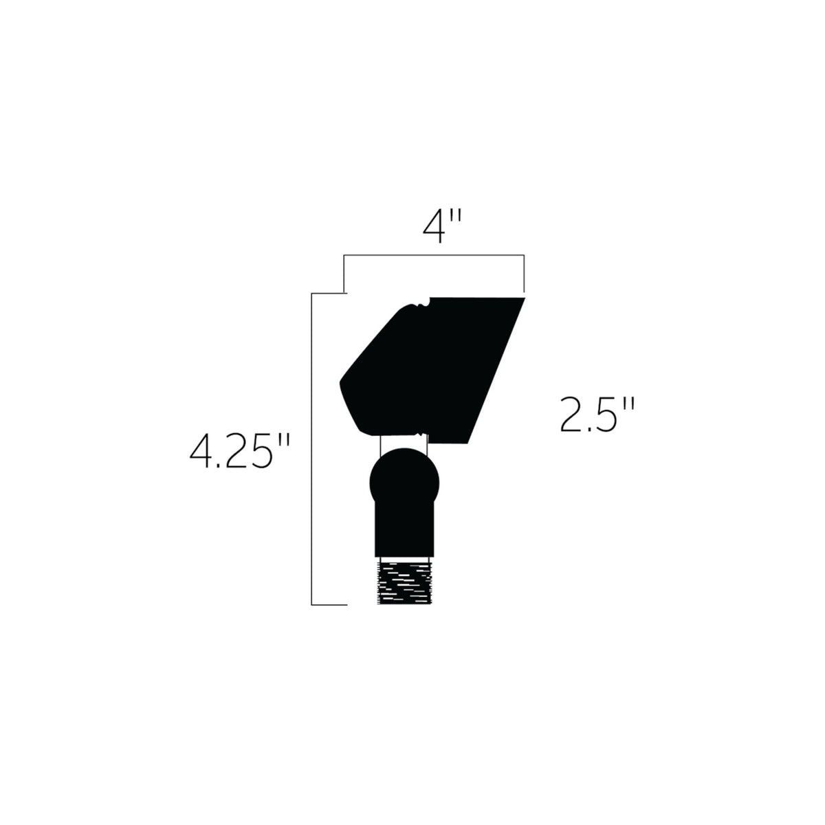Wall wash light fixture size diagram with key measurements labeled on the back mount