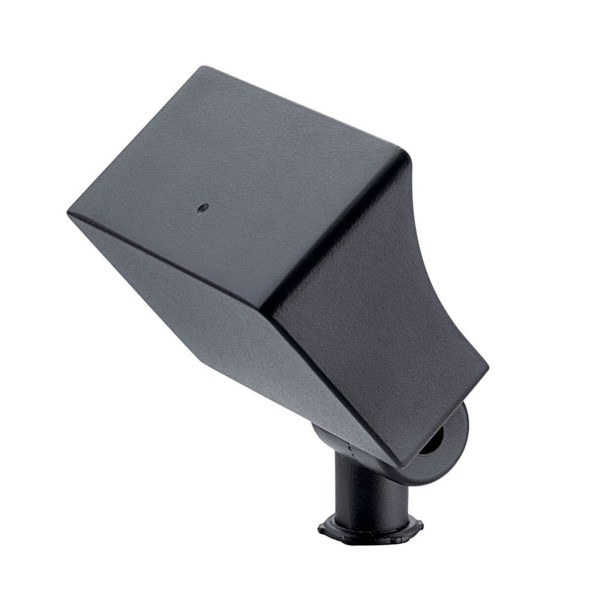 Black wall wash light head with angled housing and adjustable socket mount
