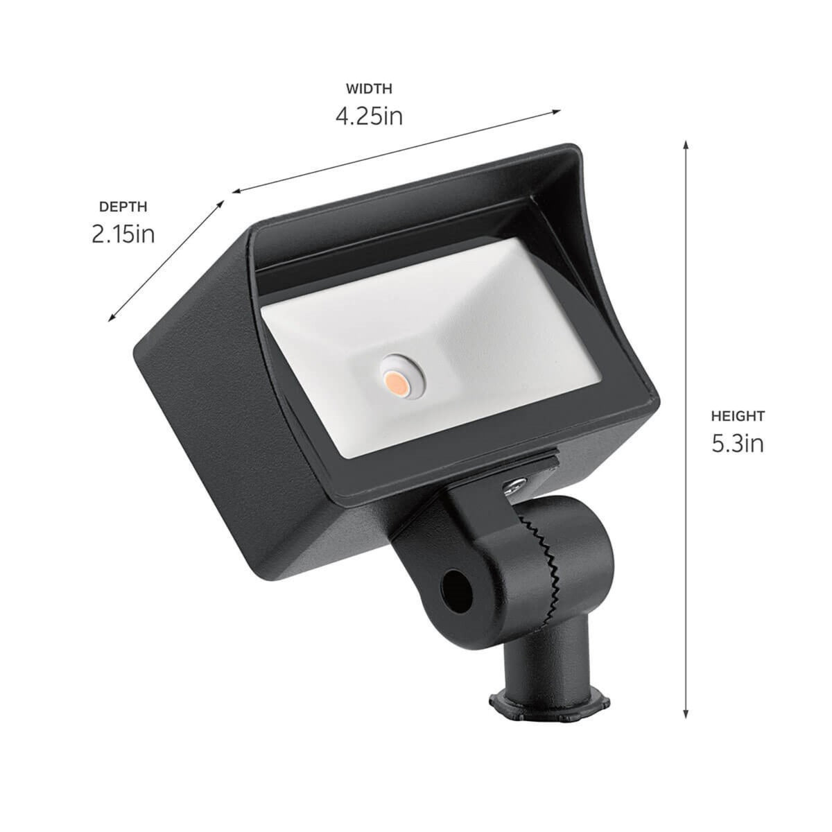 Textured black LED wall wash light with tempered glass; 5.3 in high, 4.25 in wide