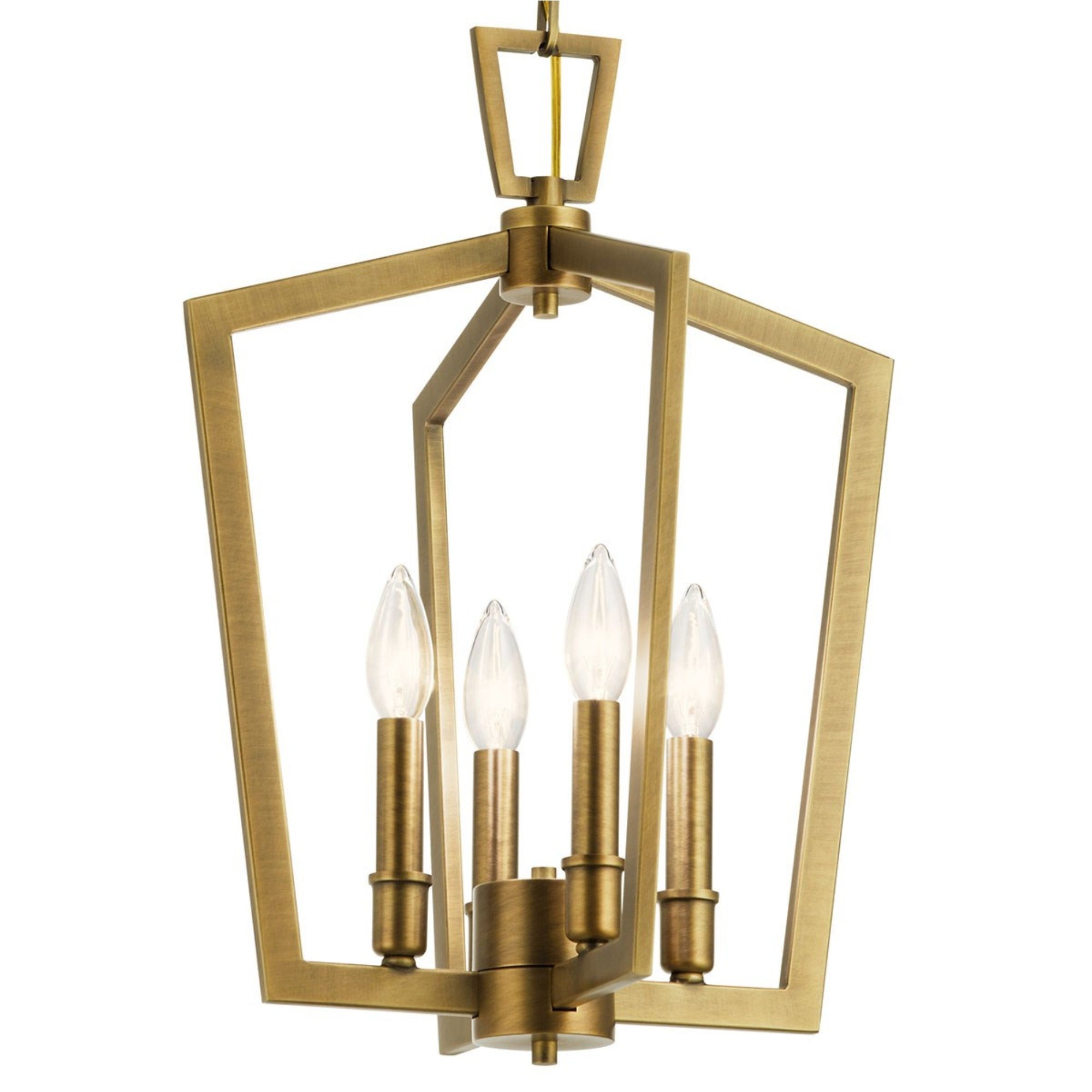 Abbotswell 14" 4-Light Pendant, Natural Brass Finish - Bees Lighting