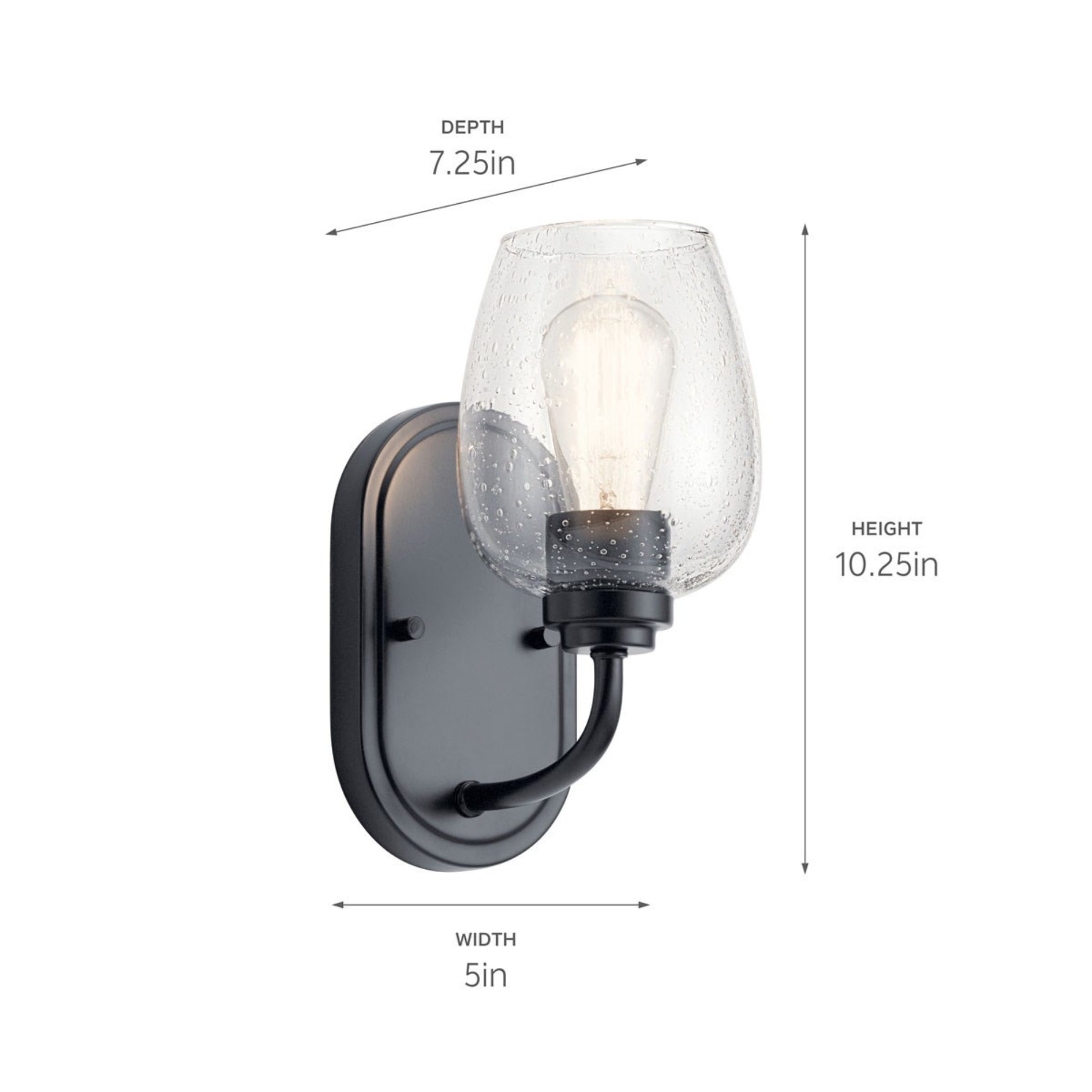 Valserrano 5" Wall Sconce, Black Finish, Clear Seeded Glass - Bees Lighting