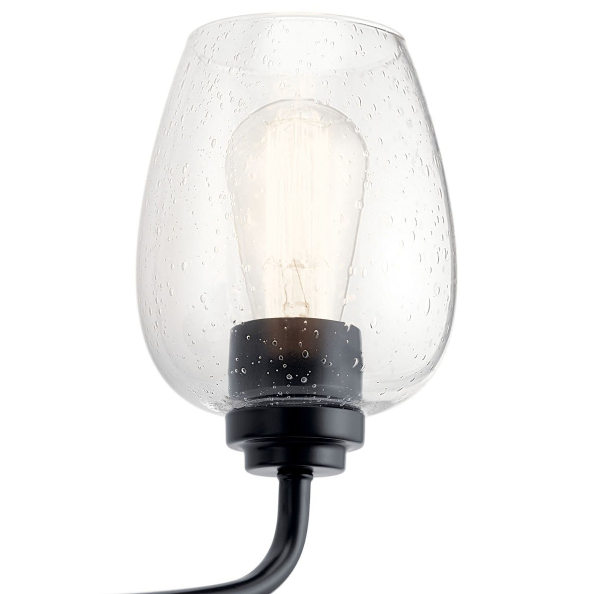 Valserrano 15" 2-Light Bath Vanity Light, Black Finish, Clear Seeded Glass - Bees Lighting