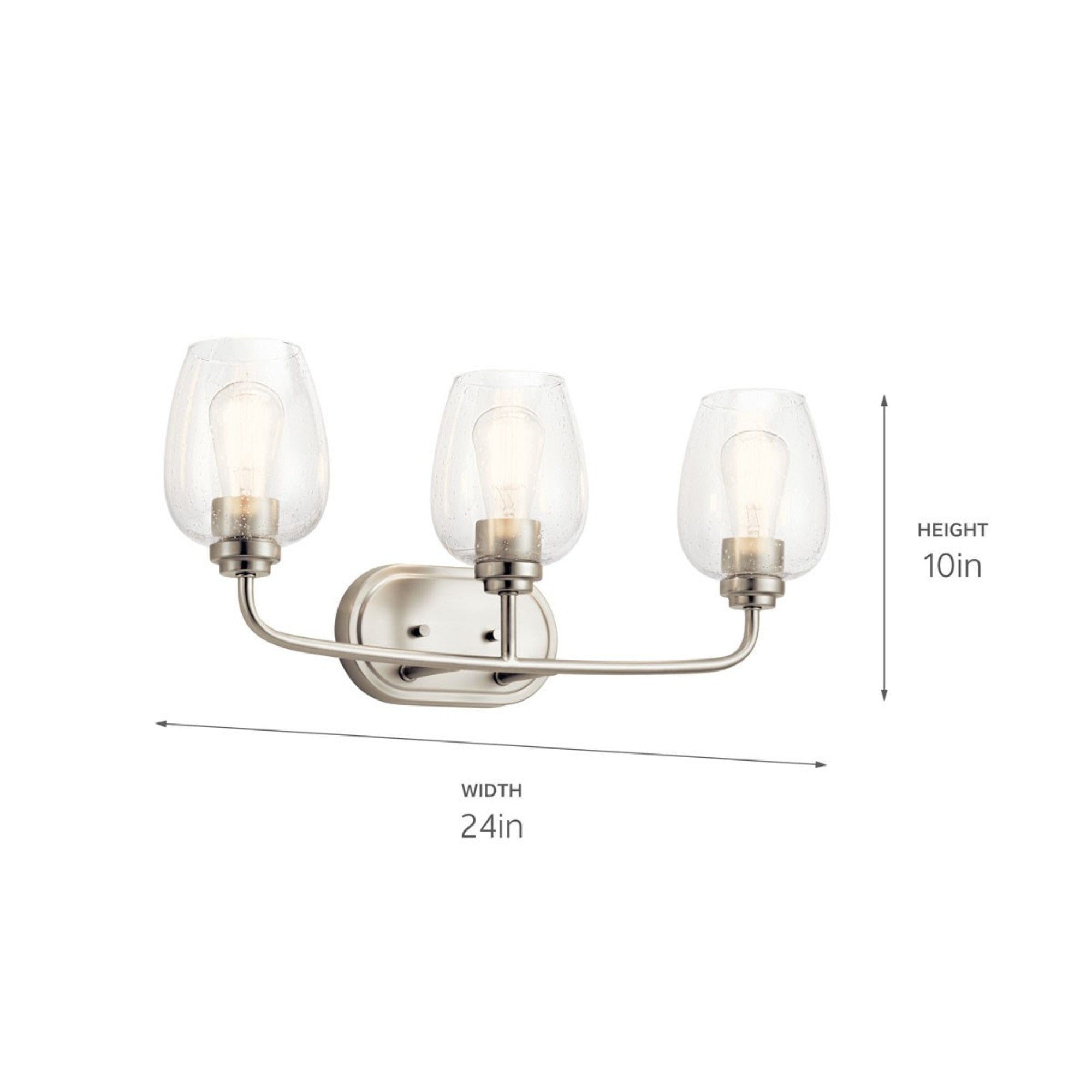Valserrano 24" 3-Light Bath Vanity Light, Brushed Nickel Finish, Clear Seeded Glass - Bees Lighting