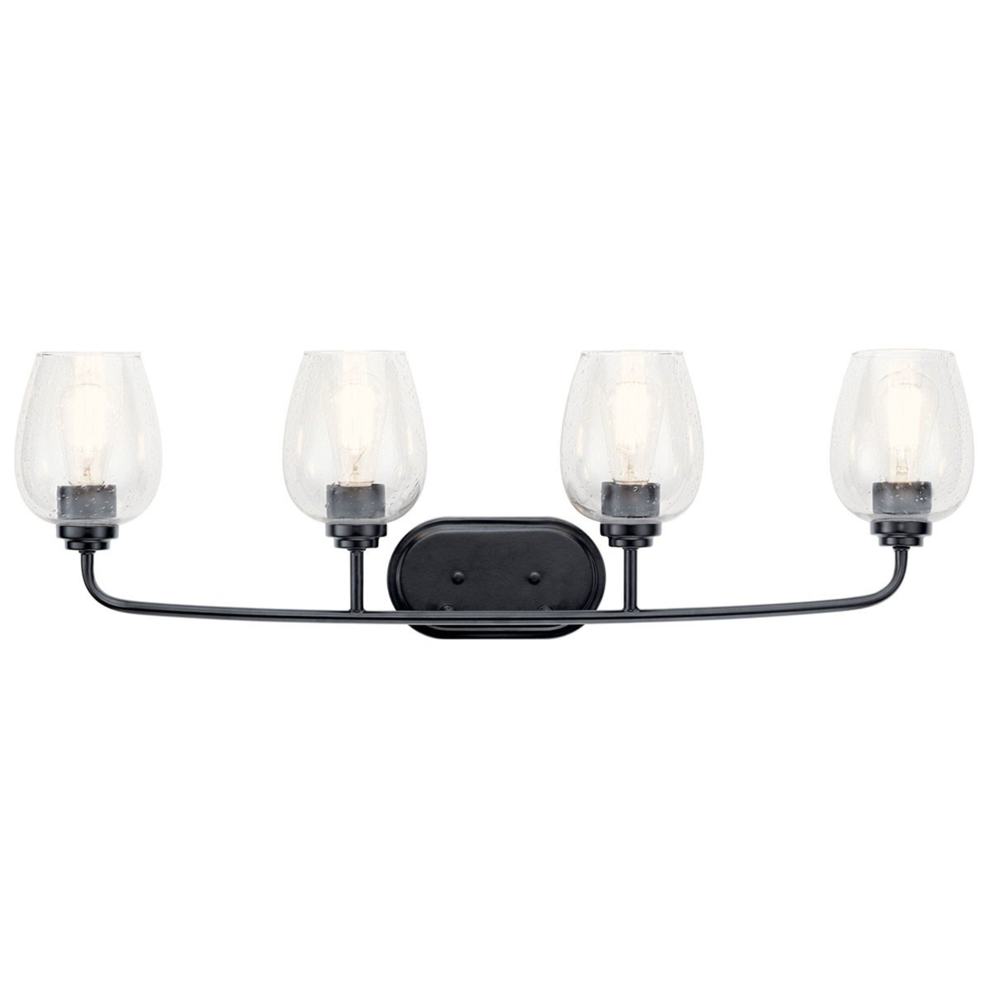 Valserrano 34" 4-Light Bath Vanity Light, Black Finish, Clear Seeded Glass - Bees Lighting