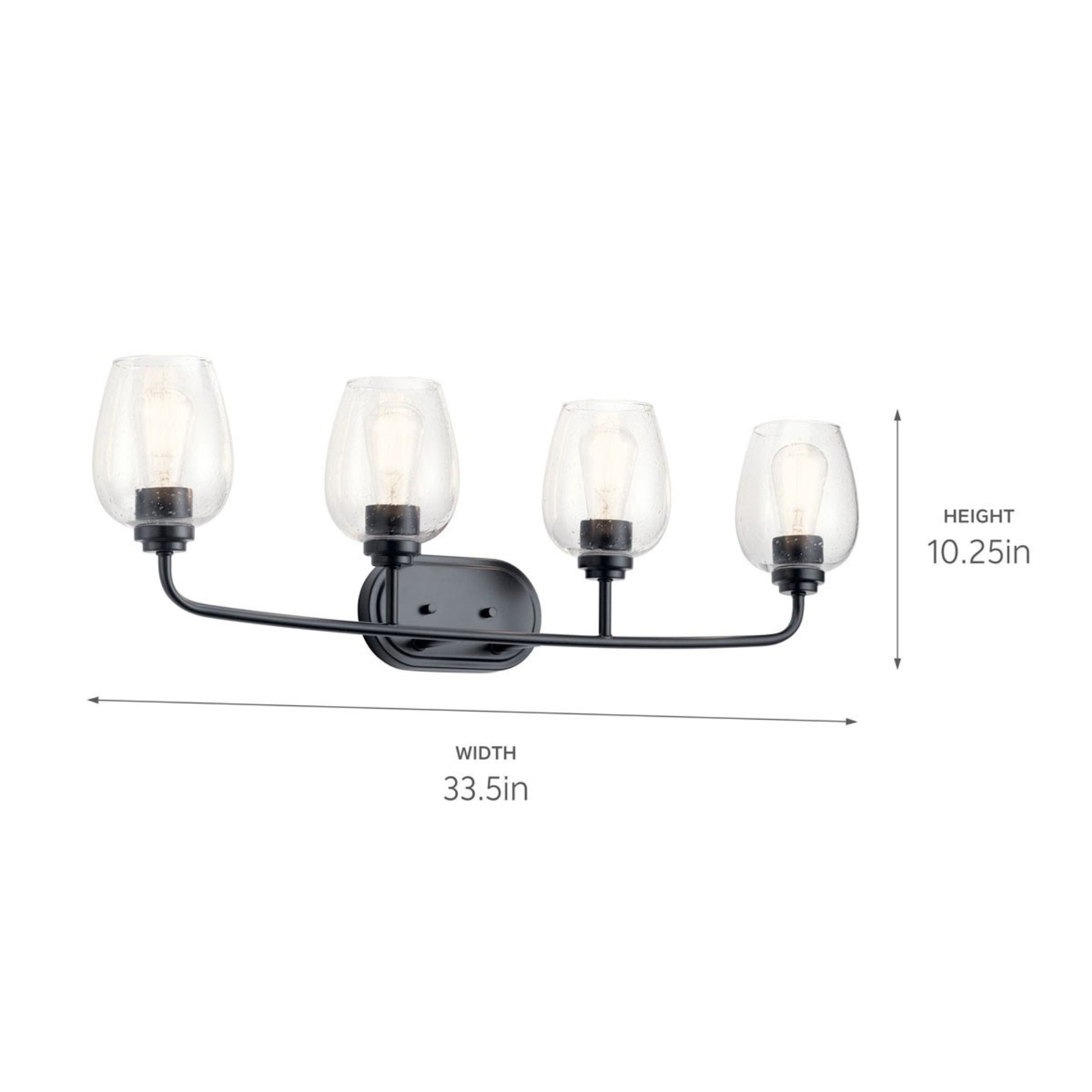 Valserrano 34" 4-Light Bath Vanity Light, Black Finish, Clear Seeded Glass - Bees Lighting