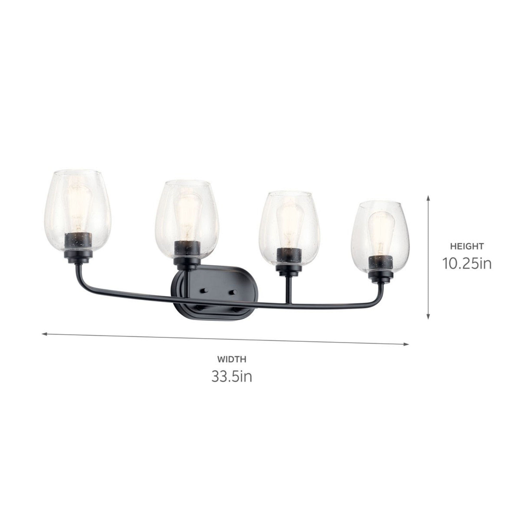 Valserrano 34" 4-Light Bath Vanity Light, Black Finish, Clear Seeded Glass - Bees Lighting