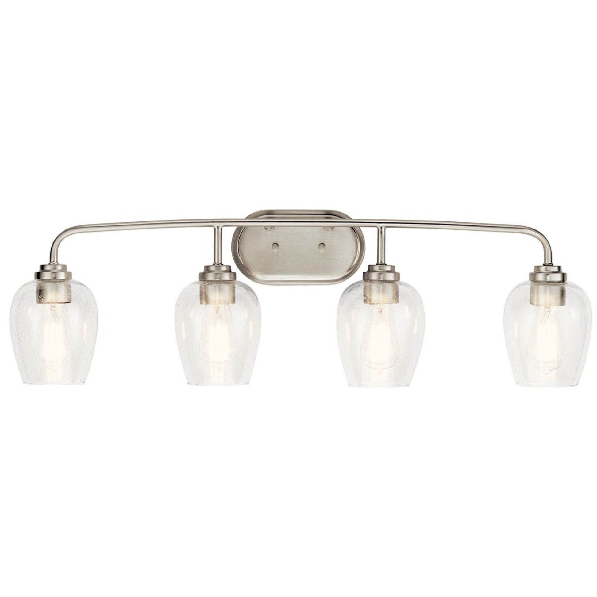 Valserrano 34" 4-Light Bath Vanity Light, Brushed Nickel Finish, Clear Seeded Glass - Bees Lighting
