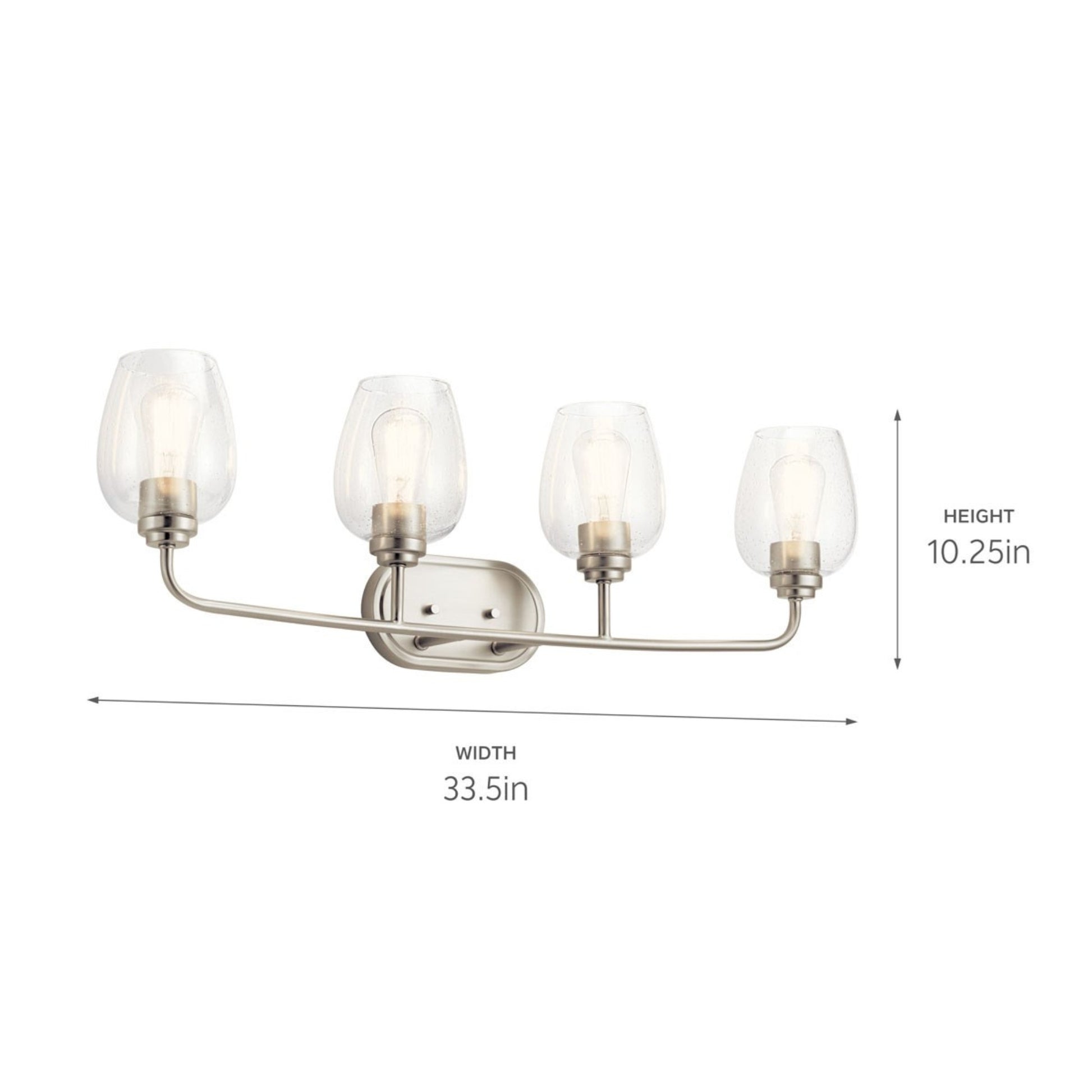 Valserrano 34" 4-Light Bath Vanity Light, Brushed Nickel Finish, Clear Seeded Glass - Bees Lighting