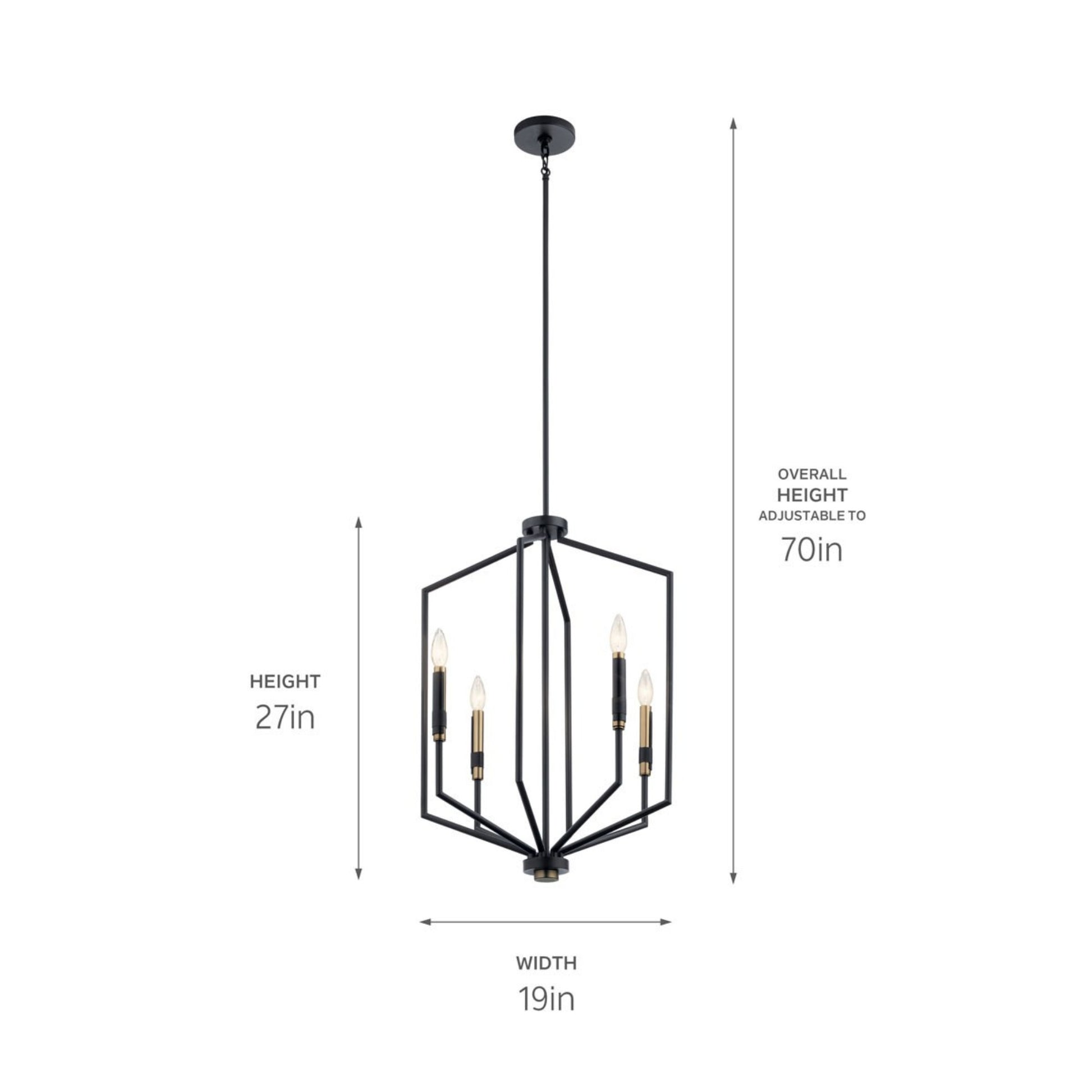 Armand 19" 4-Light Foyer Pendant, Black Finish - Bees Lighting