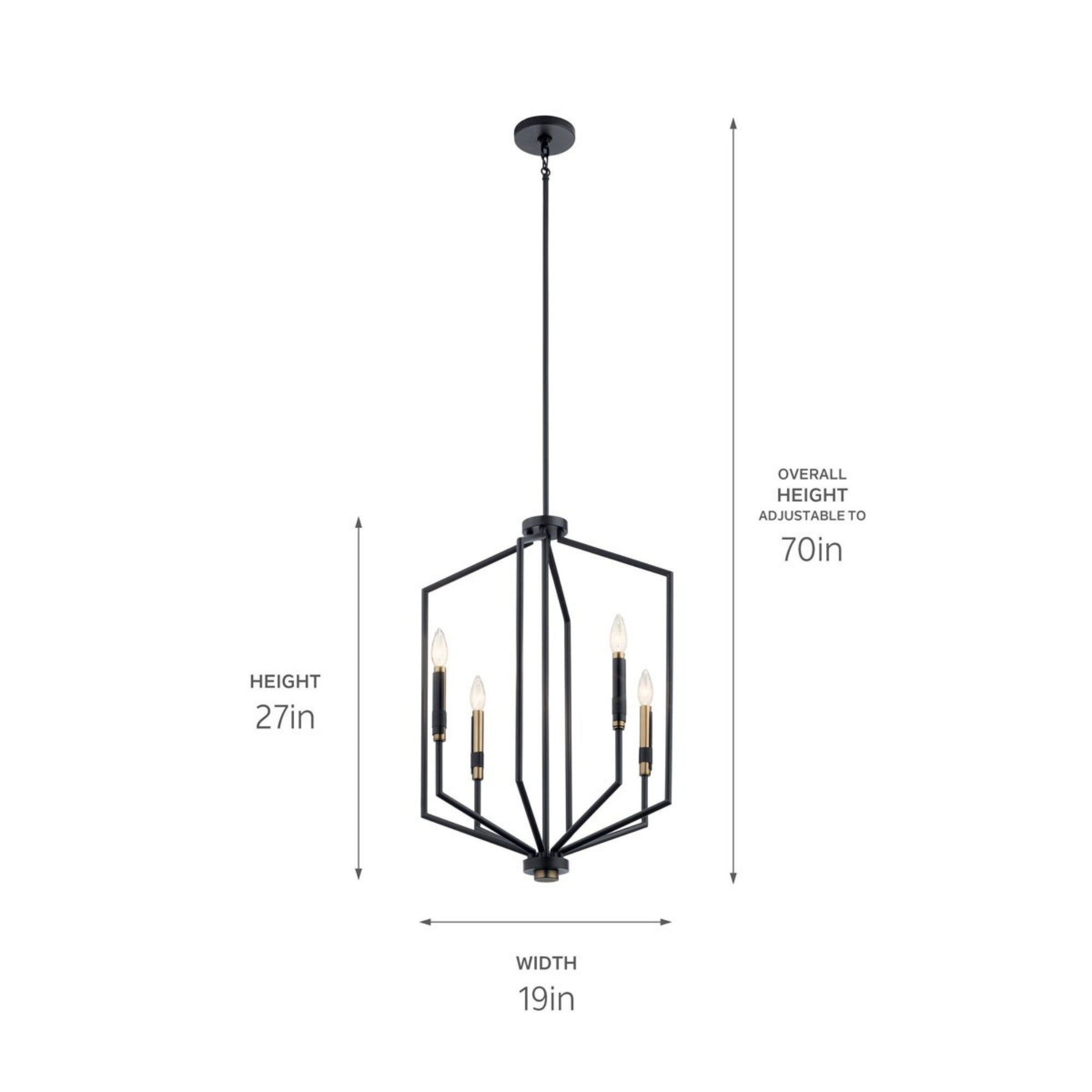 Armand 19" 4-Light Foyer Pendant, Black Finish - Bees Lighting