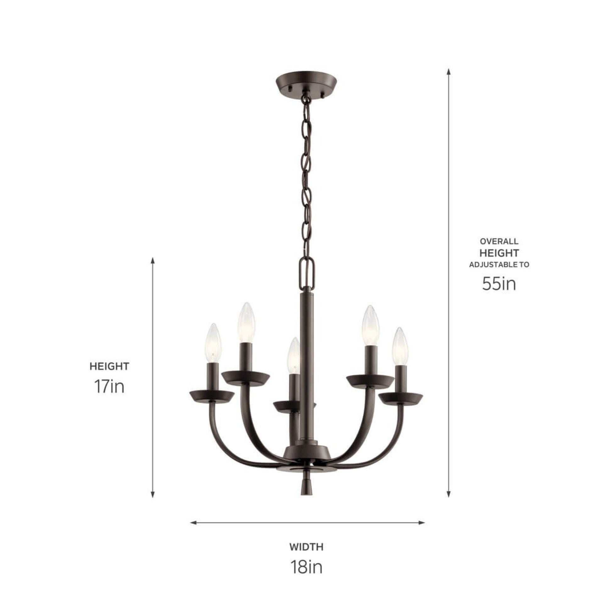 Kennewick 18" 5-Light Chandelier, Olde Bronze Finish - Bees Lighting