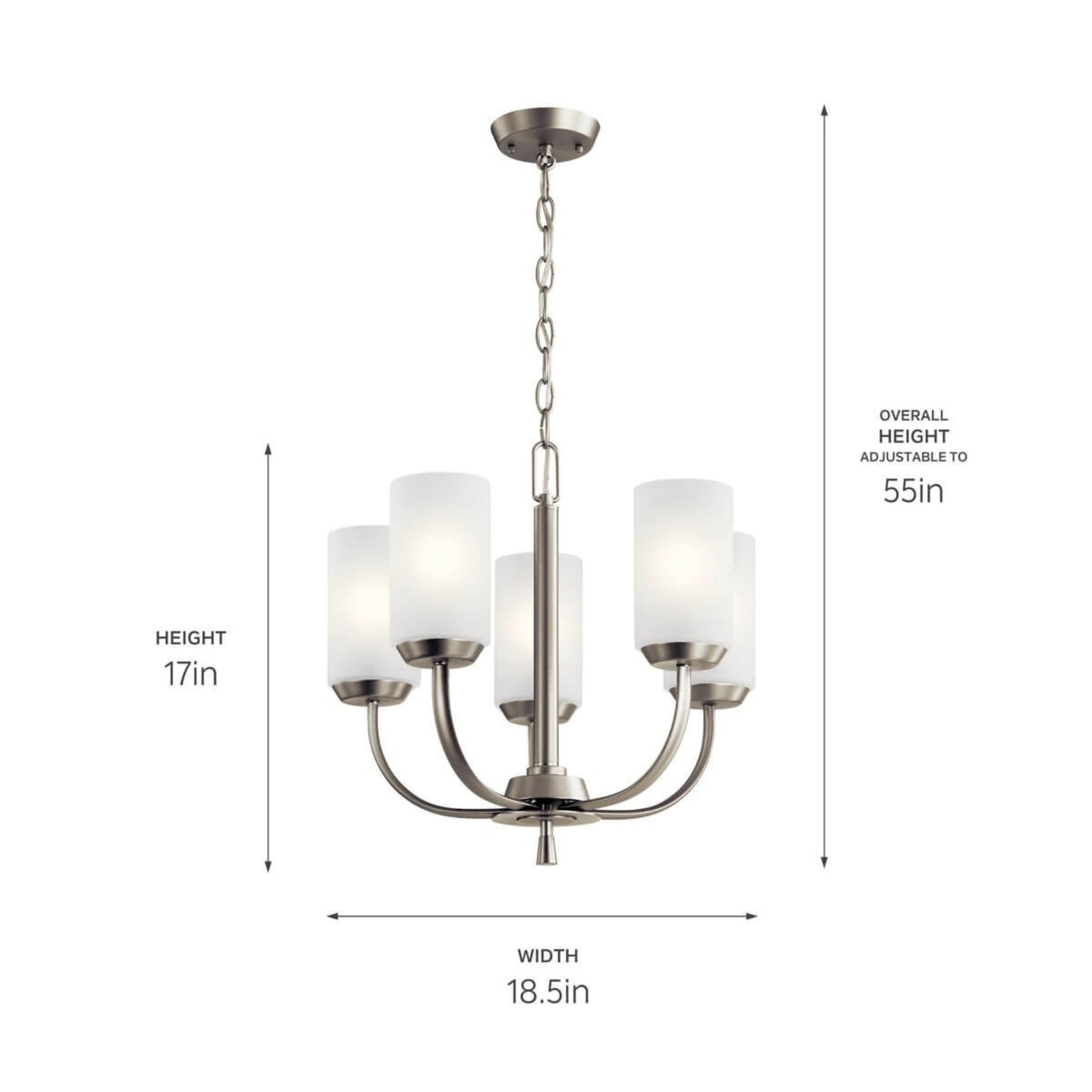 Kennewick 19" 5-Light Chandelier, Brushed Nickel Finish - Bees Lighting