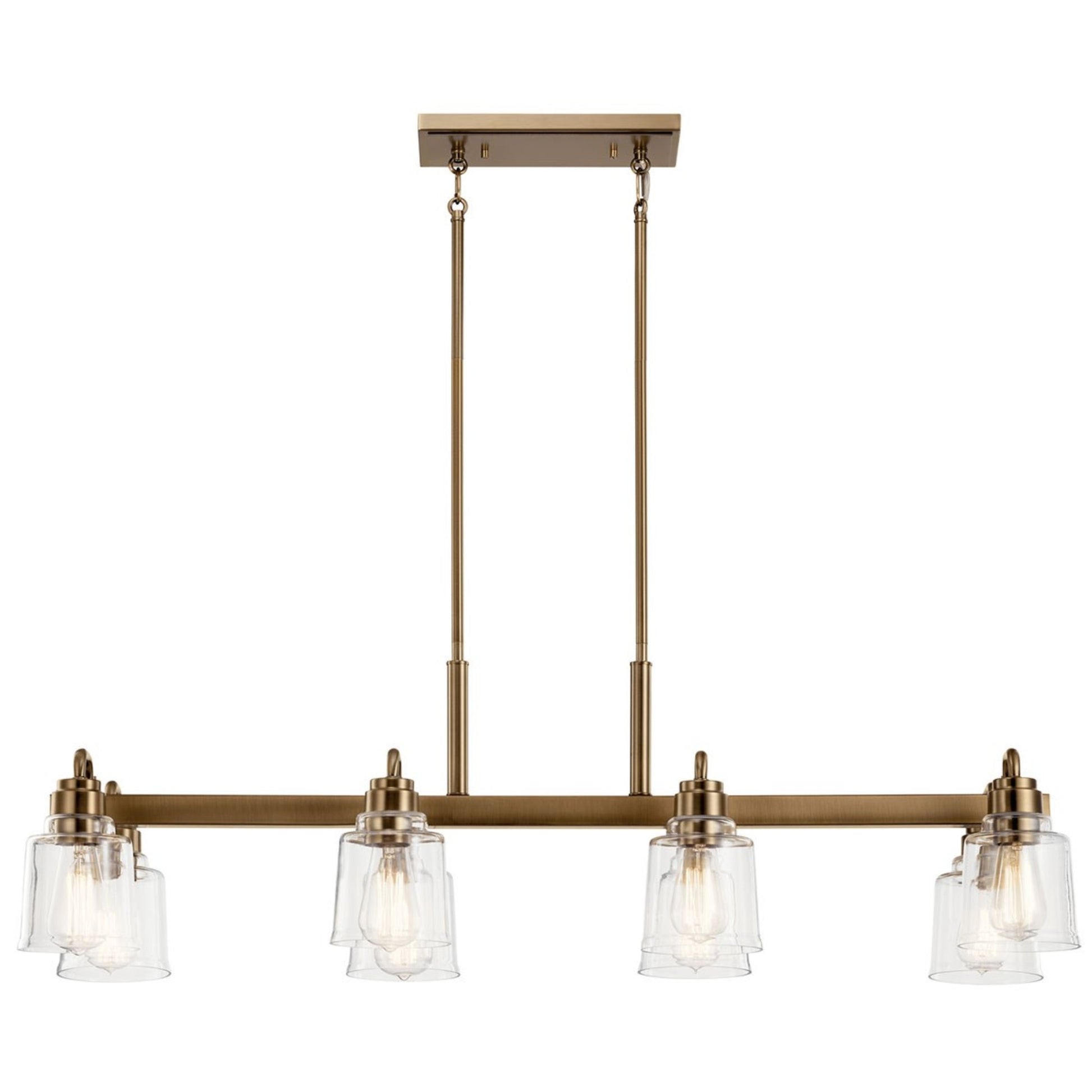 Aivian 42" 8-Light Linear Chandelier, Weathered Brass Finish - Bees Lighting