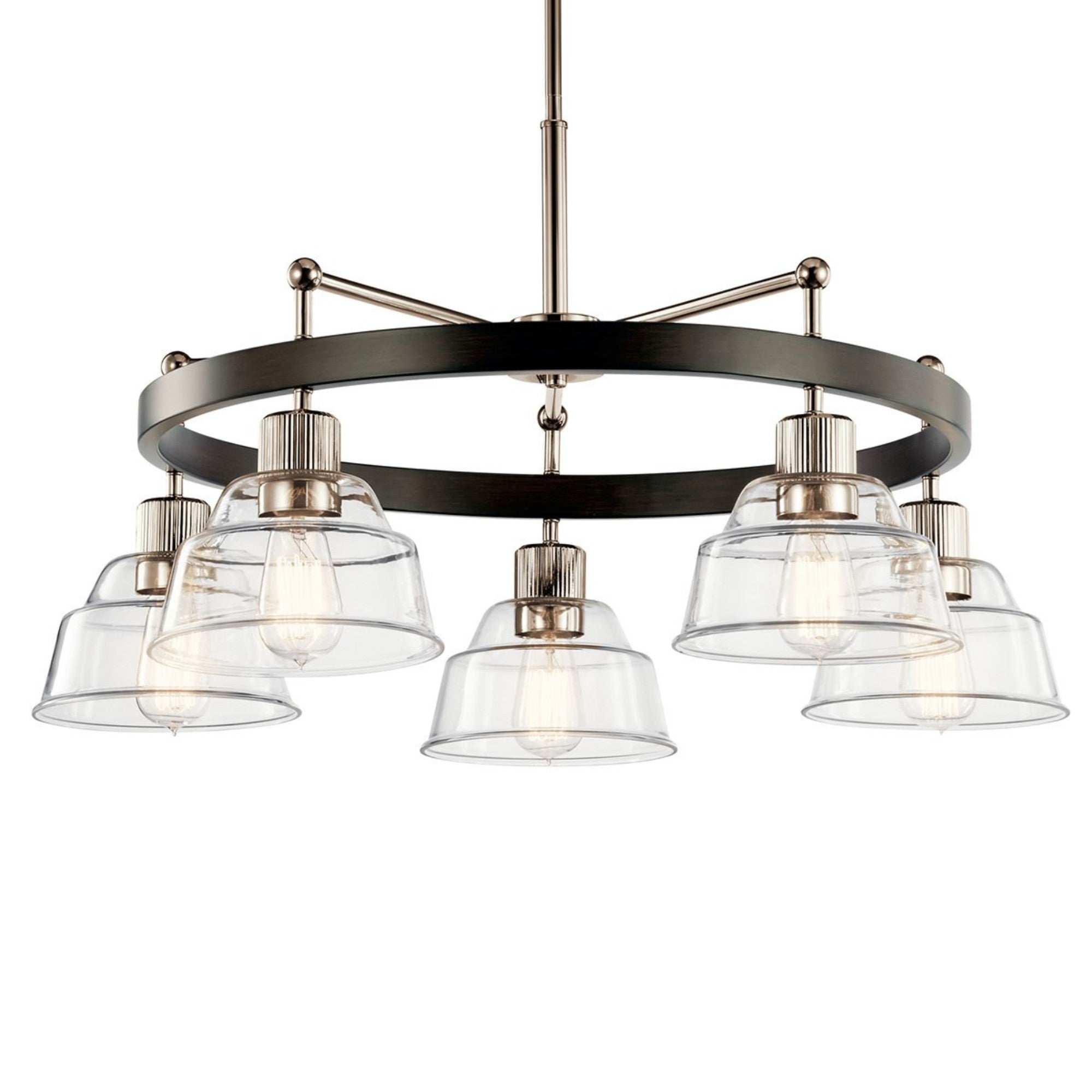 Eastmont 32" 5-Light Chandelier, Polished Nickel Finish - Bees Lighting
