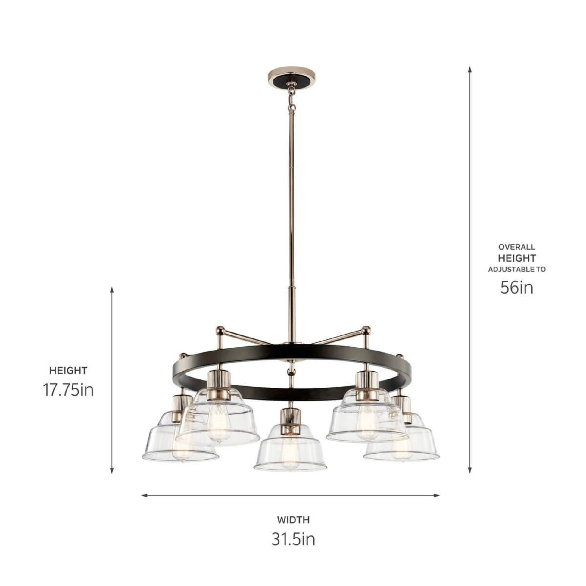 Eastmont 32" 5-Light Chandelier, Polished Nickel Finish - Bees Lighting