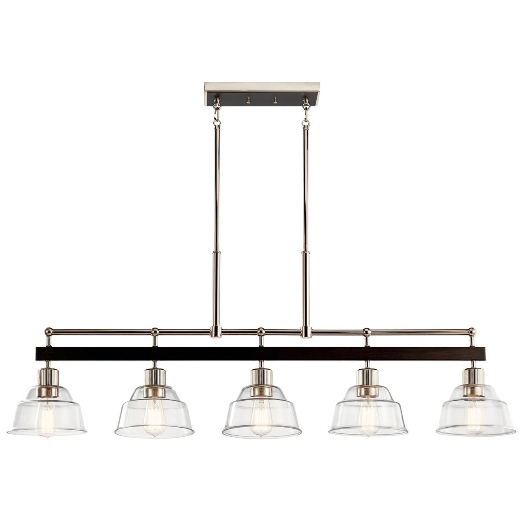 Eastmont 50" 5-Light Linear Chandelier, Polished Nickel Finish - Bees Lighting