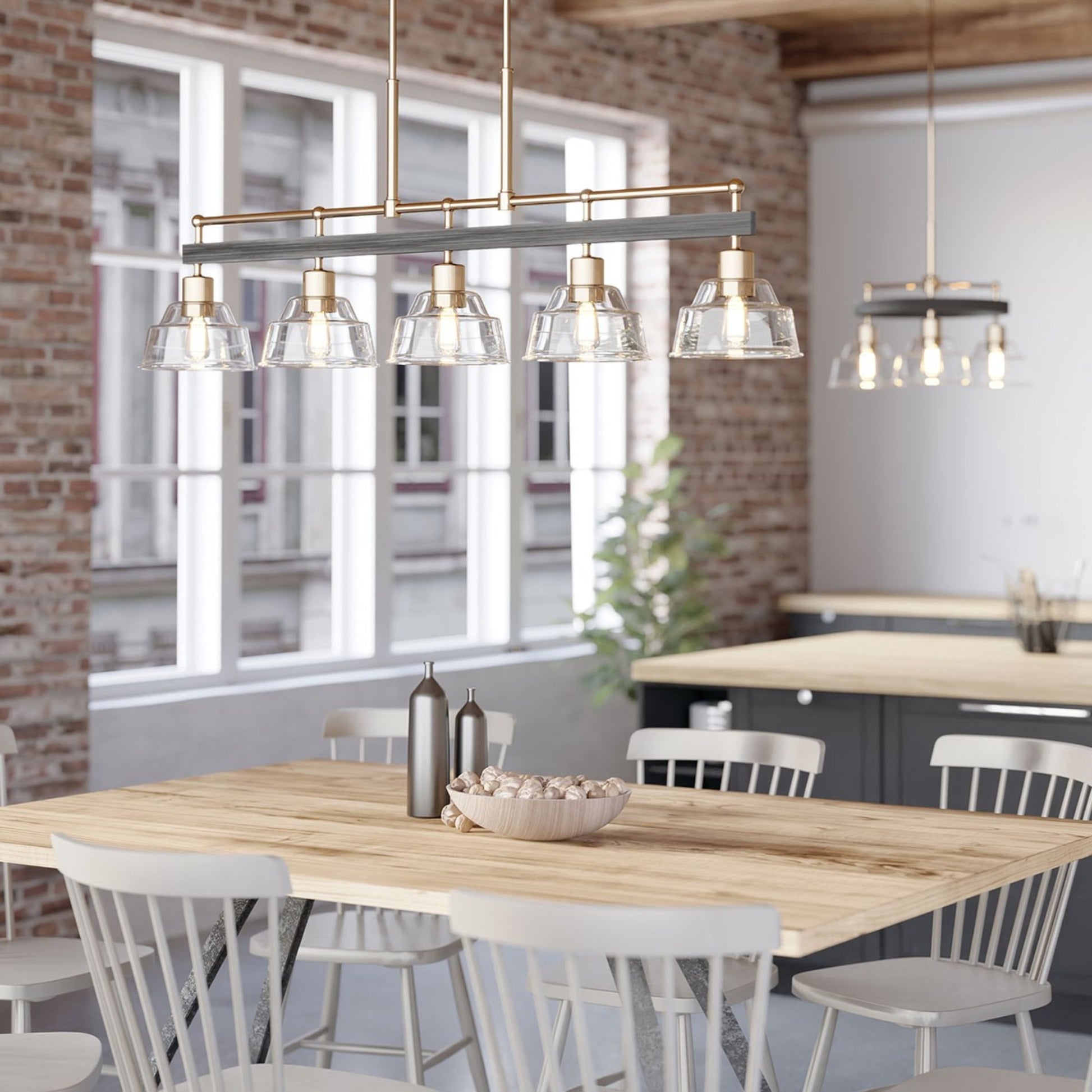 Eastmont 50" 5-Light Linear Chandelier, Polished Nickel Finish - Bees Lighting