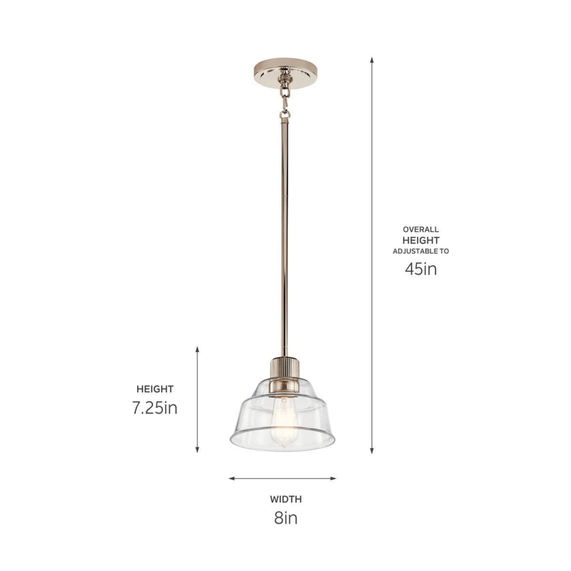 Eastmont 8" Mini Pendant, Polished Nickel Finish - Bees Lighting