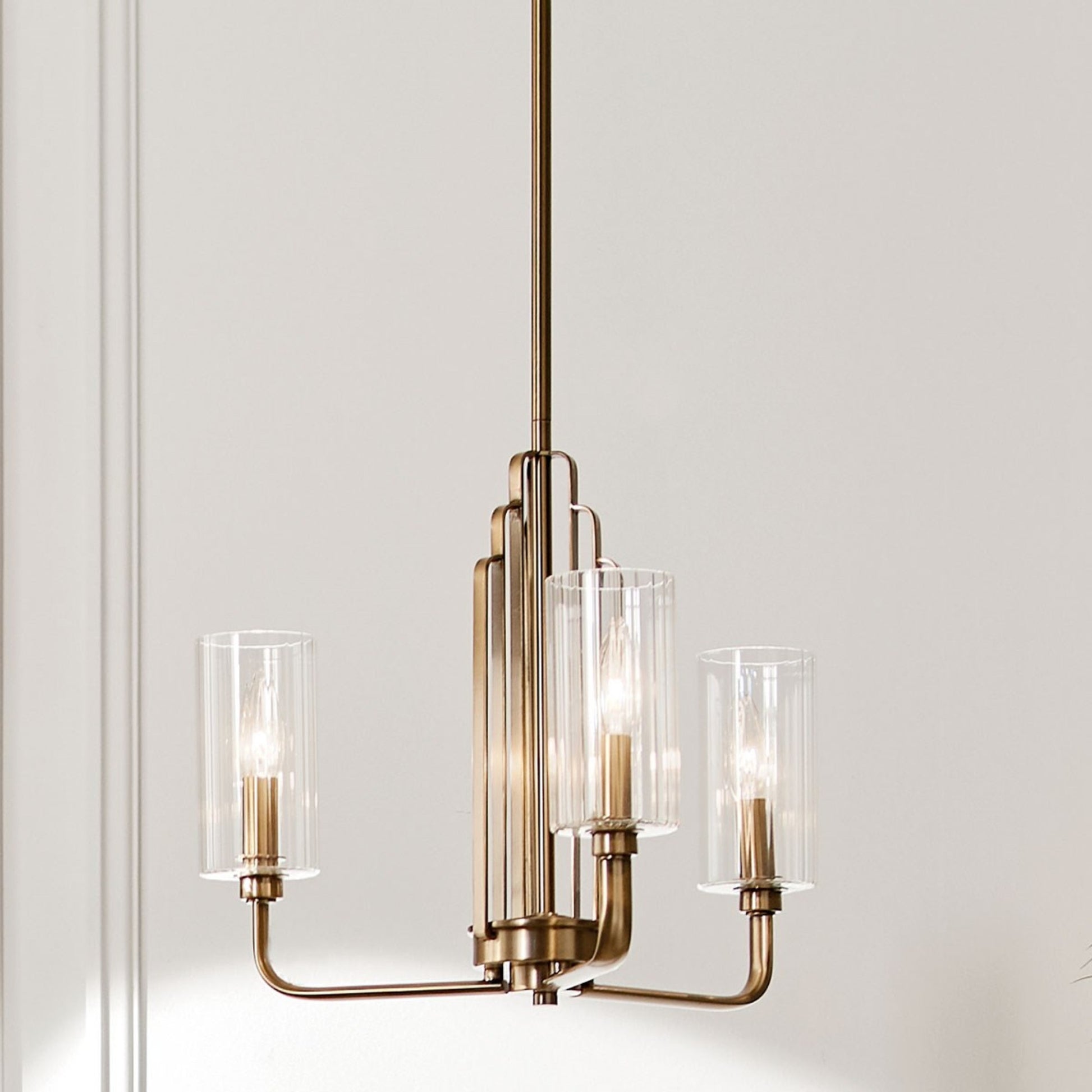 Kimrose 18" 3-Light Chandelier, Brushed Natural Brass Finish - Bees Lighting