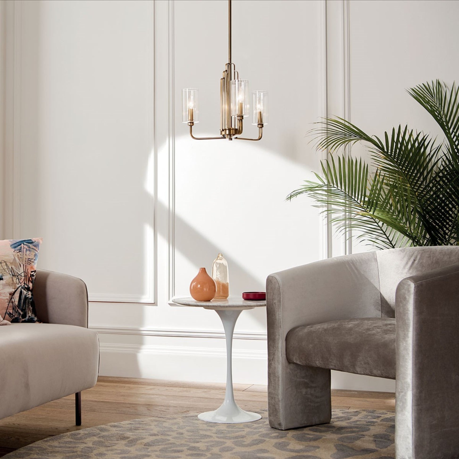Kimrose 18" 3-Light Chandelier, Brushed Natural Brass Finish - Bees Lighting