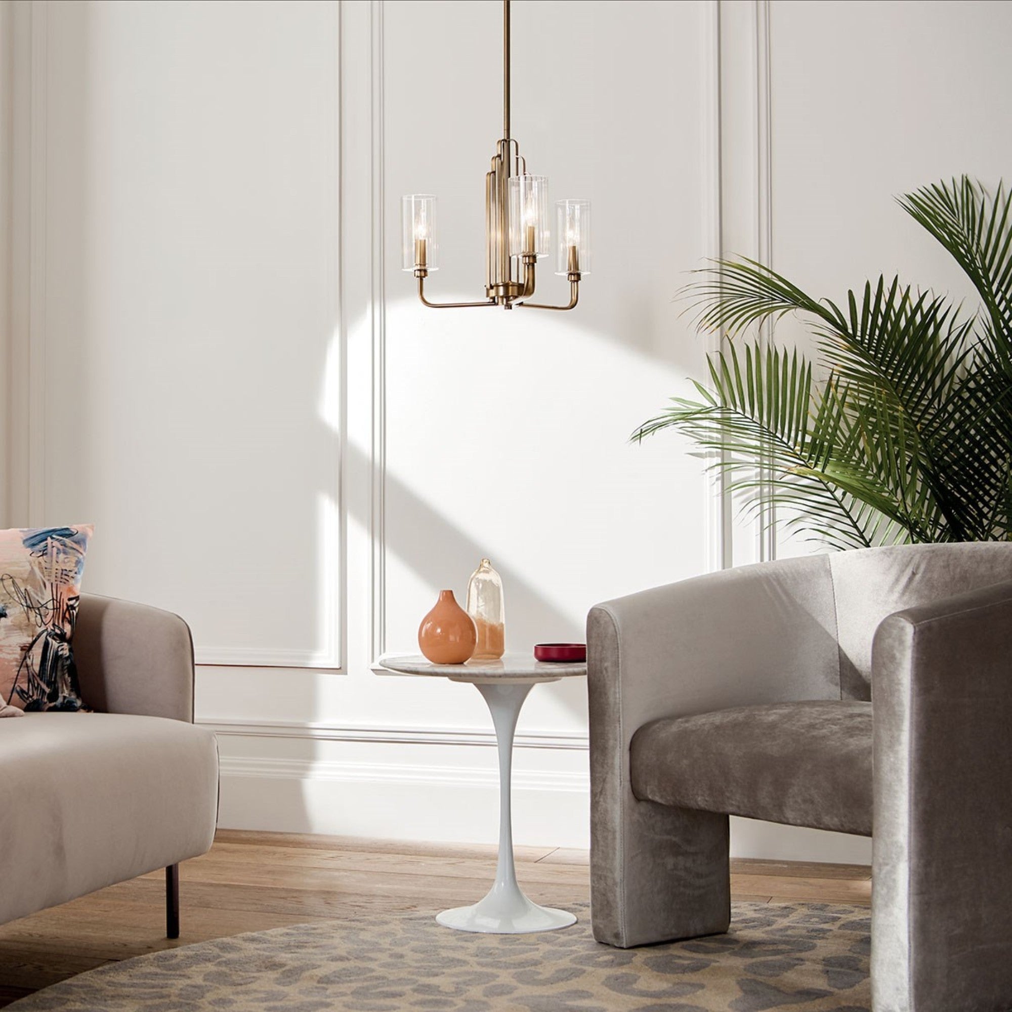 Kimrose 18" 3-Light Chandelier, Brushed Natural Brass Finish - Bees Lighting
