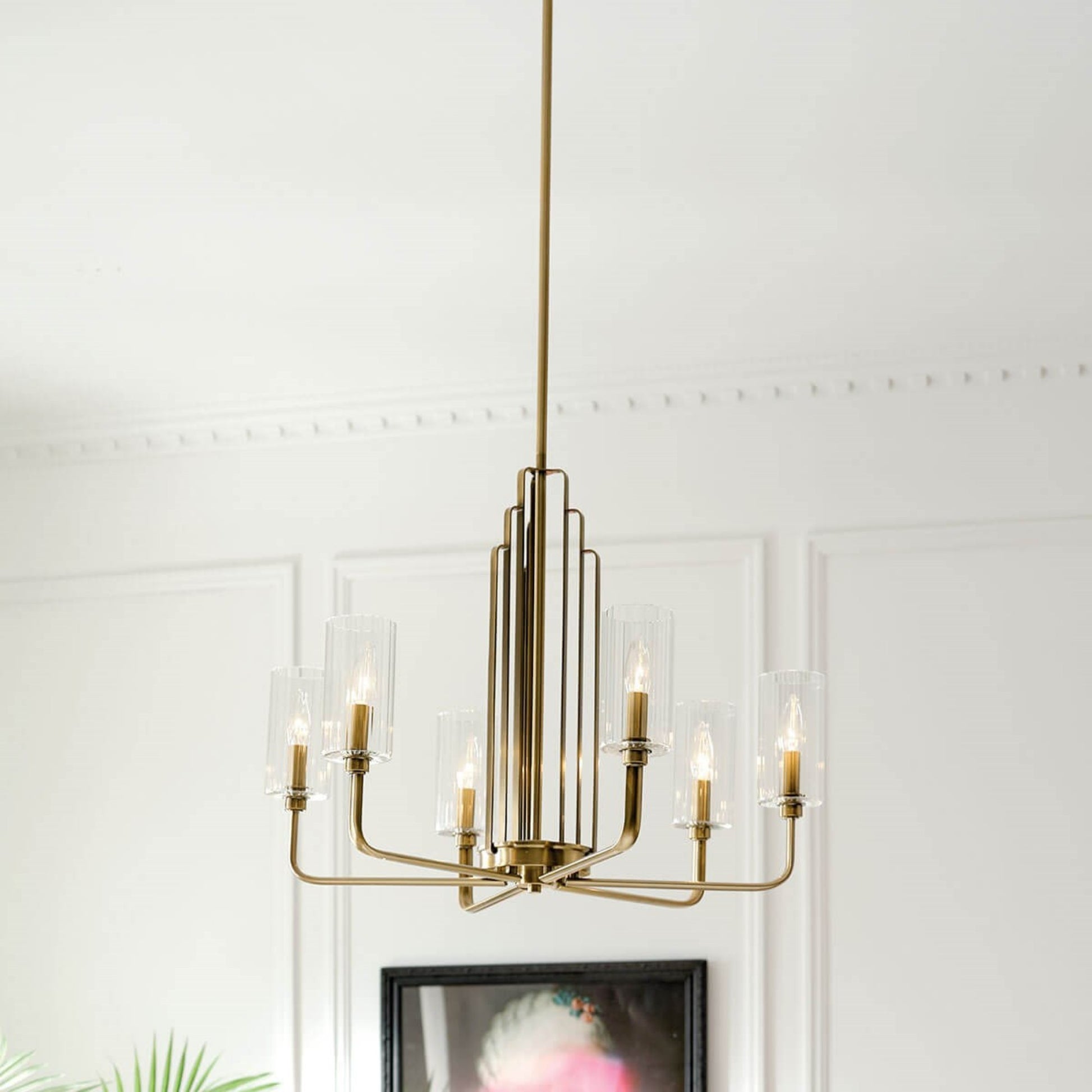 Kimrose 27" 6-Light Chandelier, Brushed Natural Brass Finish - Bees Lighting