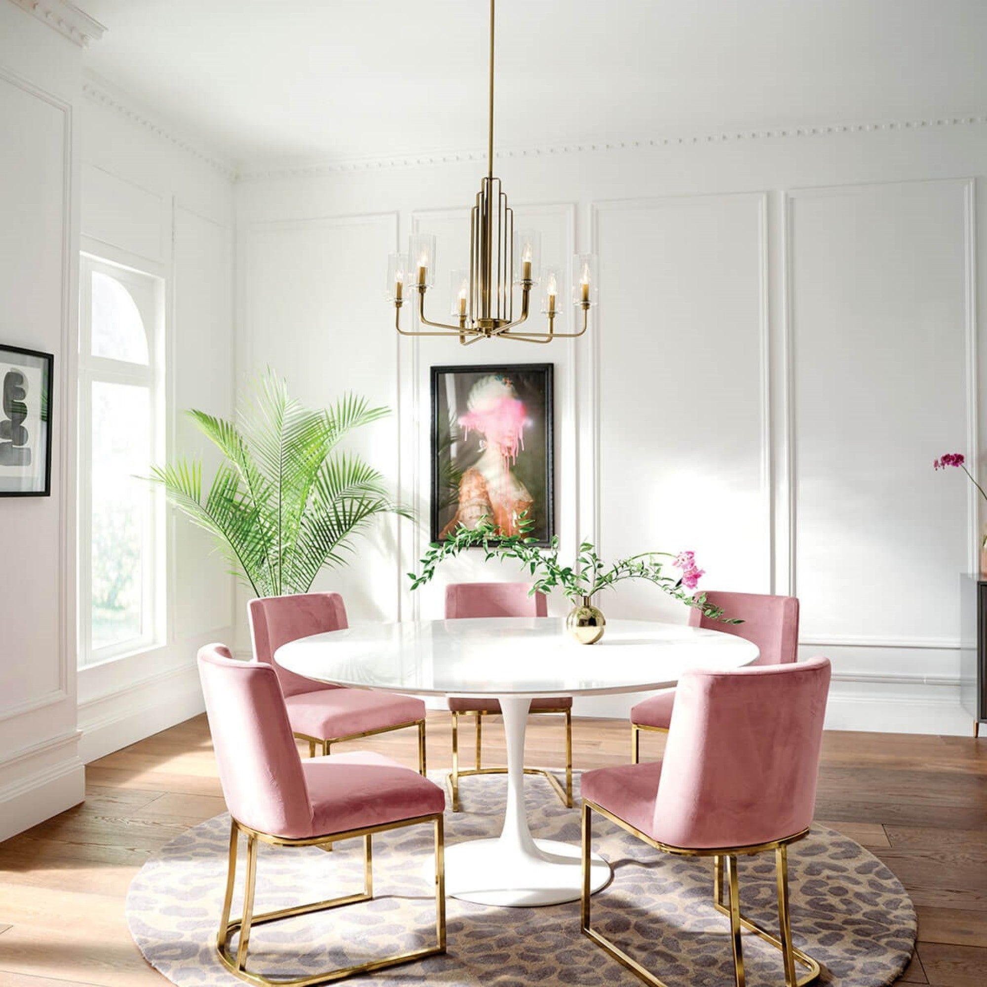 Kimrose 27" 6-Light Chandelier, Brushed Natural Brass Finish - Bees Lighting