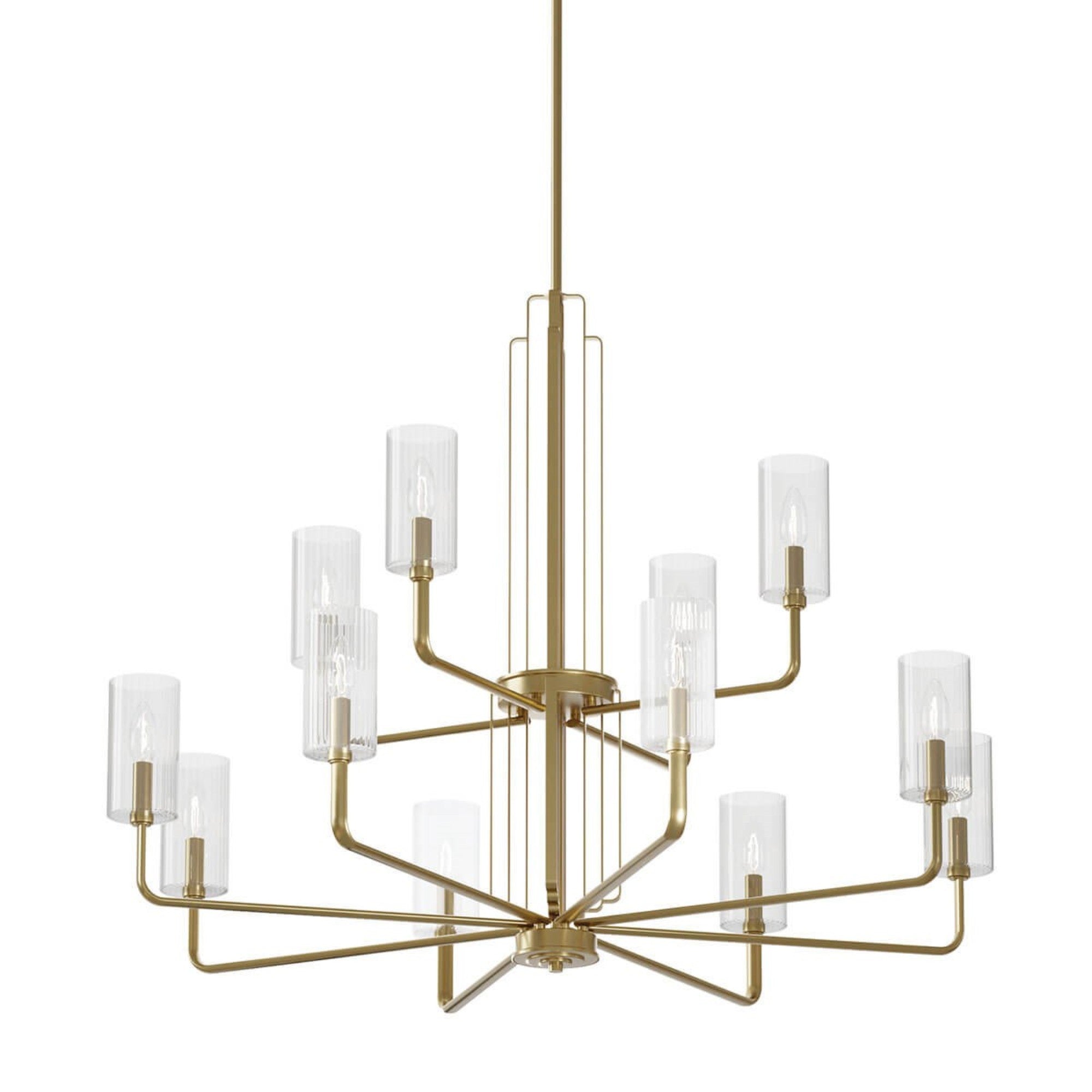 Kimrose 41" 12-Light Chandelier, Brushed Natural Brass Finish - Bees Lighting