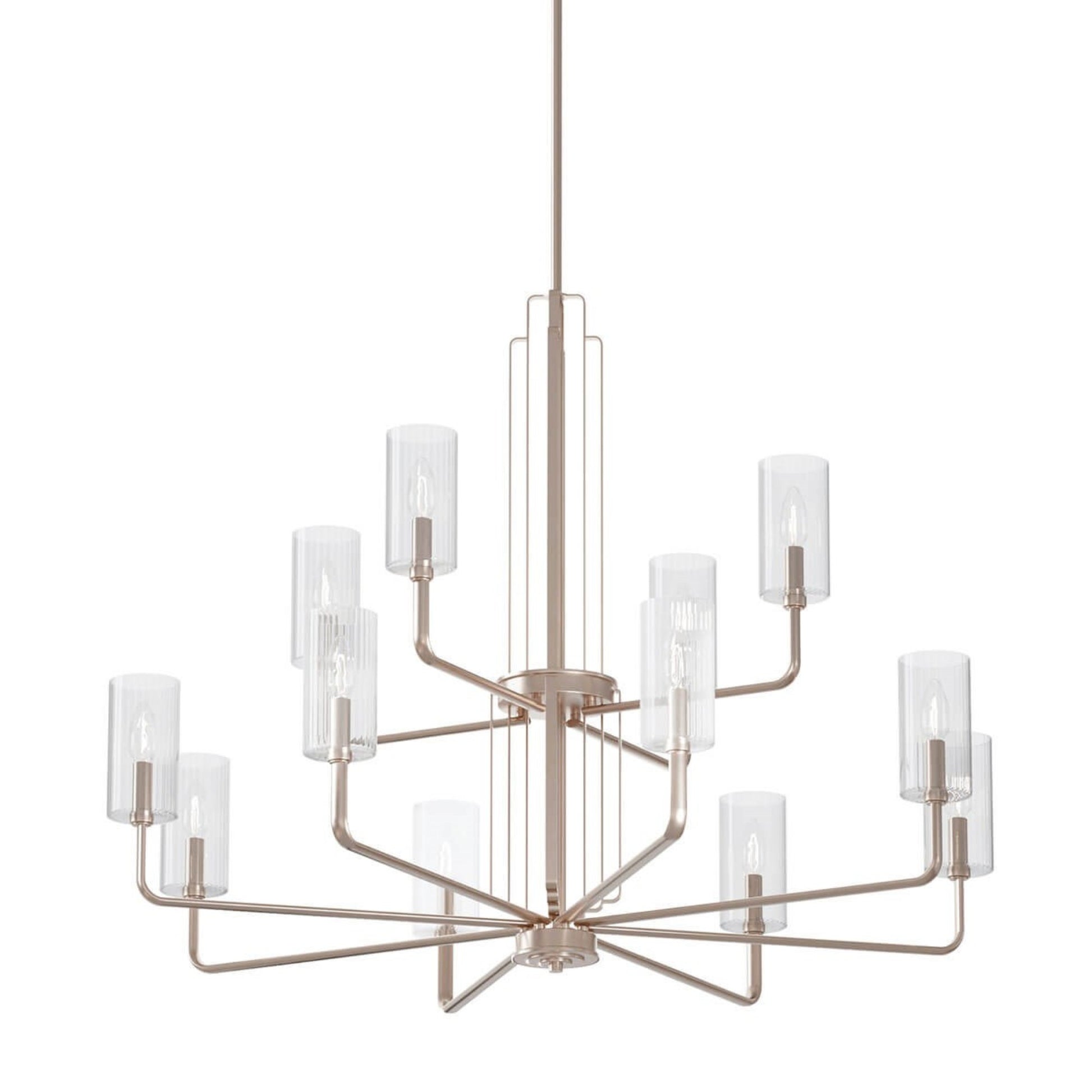 Kimrose 41" 12-Light Chandelier, Polished Nickel Finish - Bees Lighting