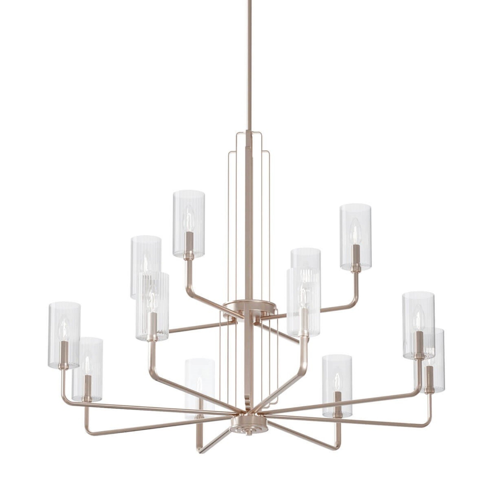 Kimrose 41" 12-Light Chandelier, Polished Nickel Finish - Bees Lighting