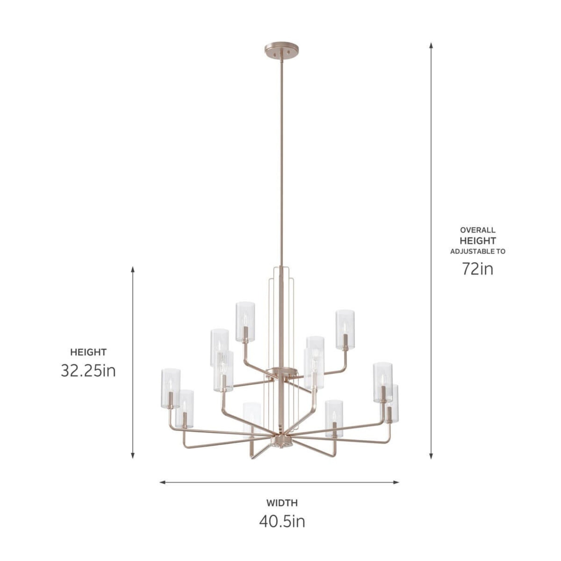 Kimrose 41" 12-Light Chandelier, Polished Nickel Finish - Bees Lighting
