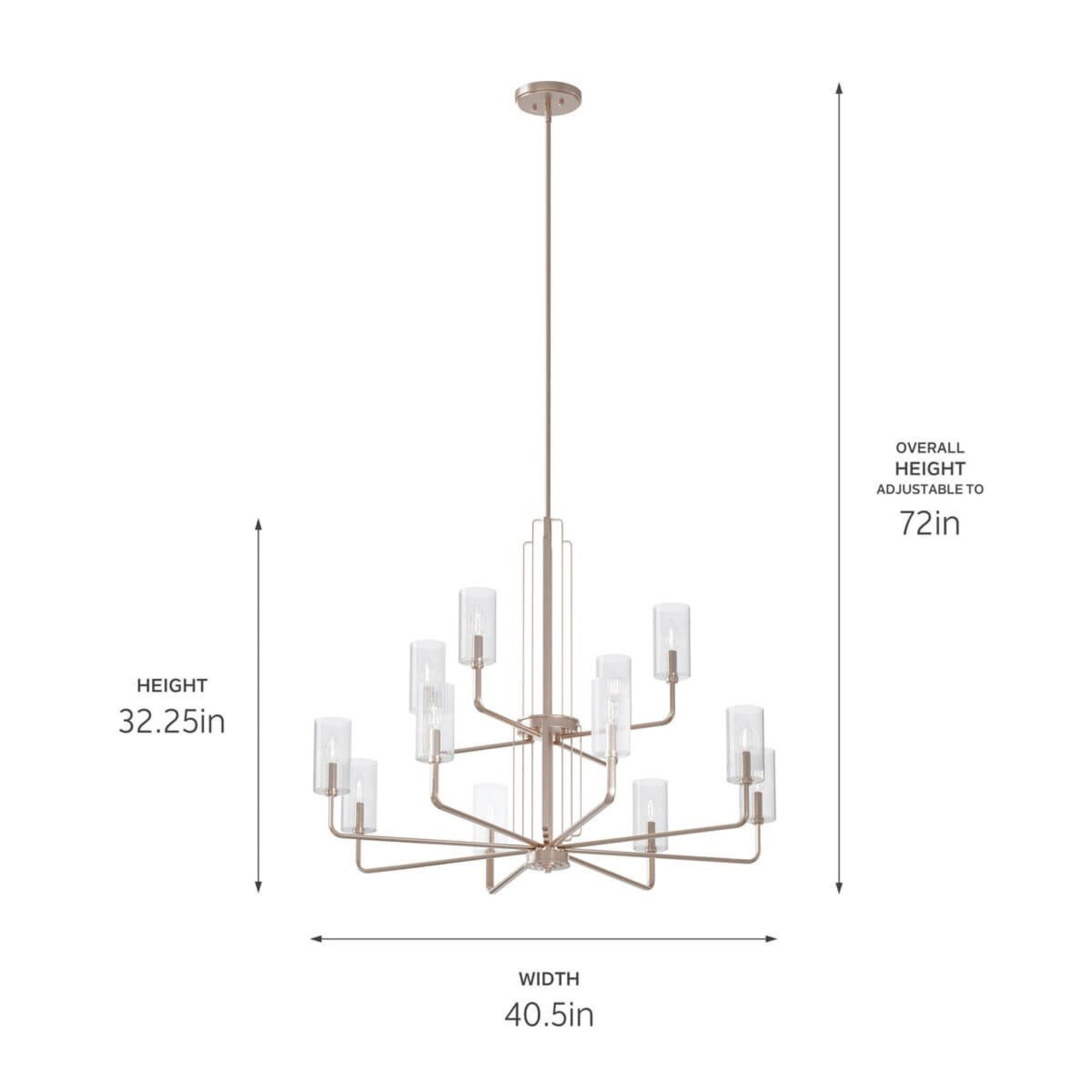 Kimrose 41" 12-Light Chandelier, Polished Nickel Finish - Bees Lighting